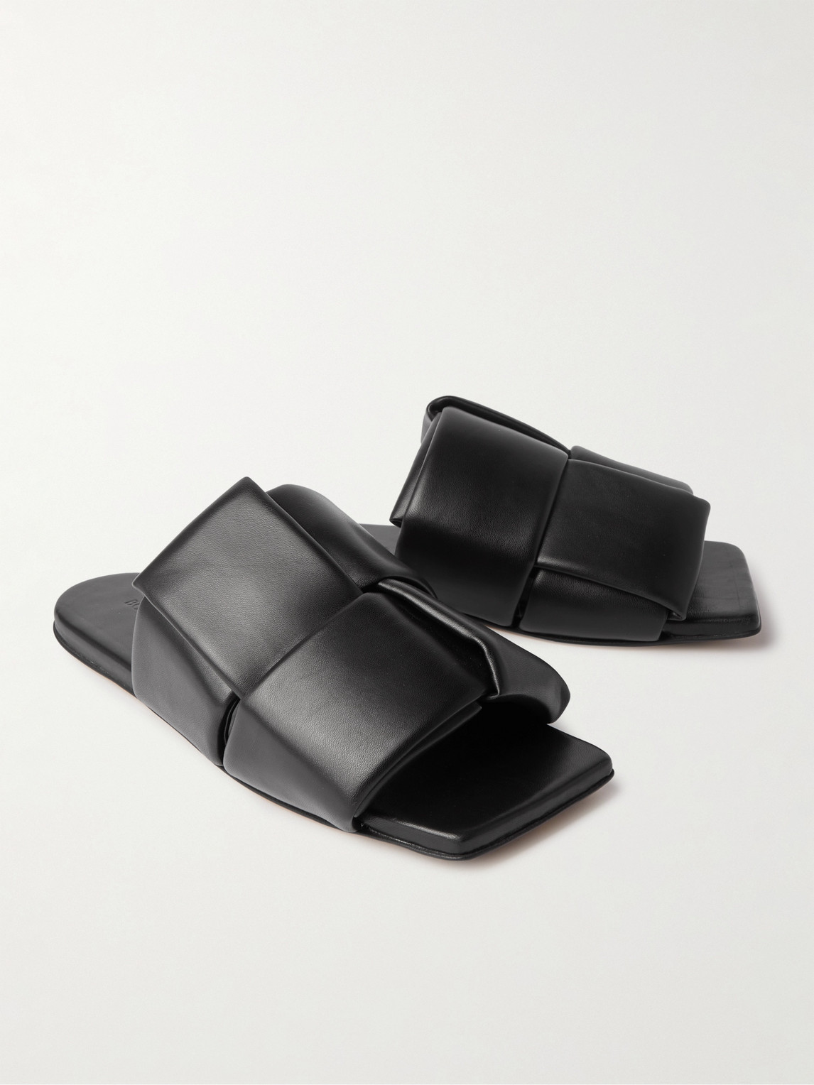 Shop Bottega Veneta Intrecciato Padded Leather Slides In Black