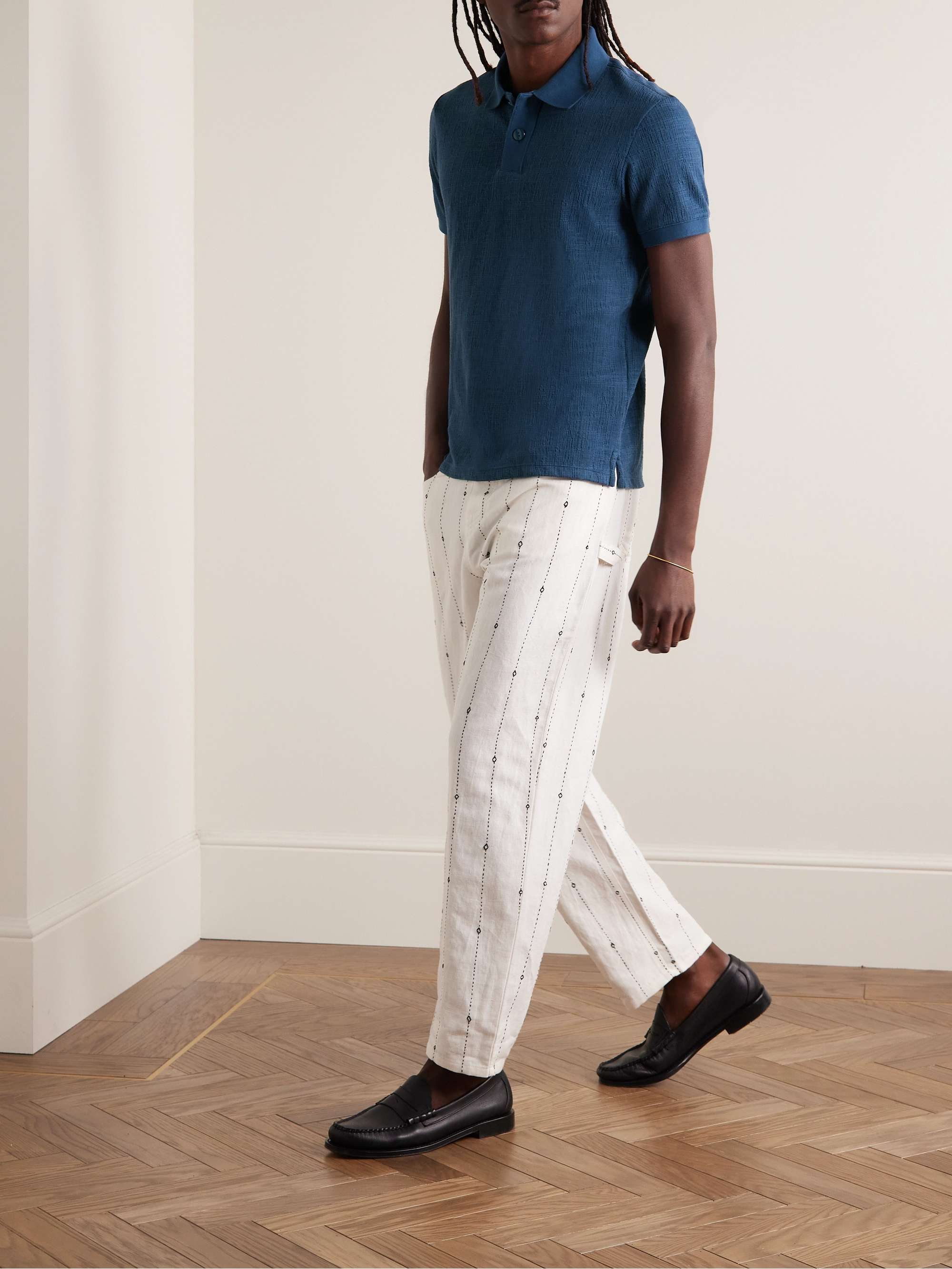 CLUB MONACO Textured Stretch Cotton-Blend Polo Shirt for Men | MR PORTER