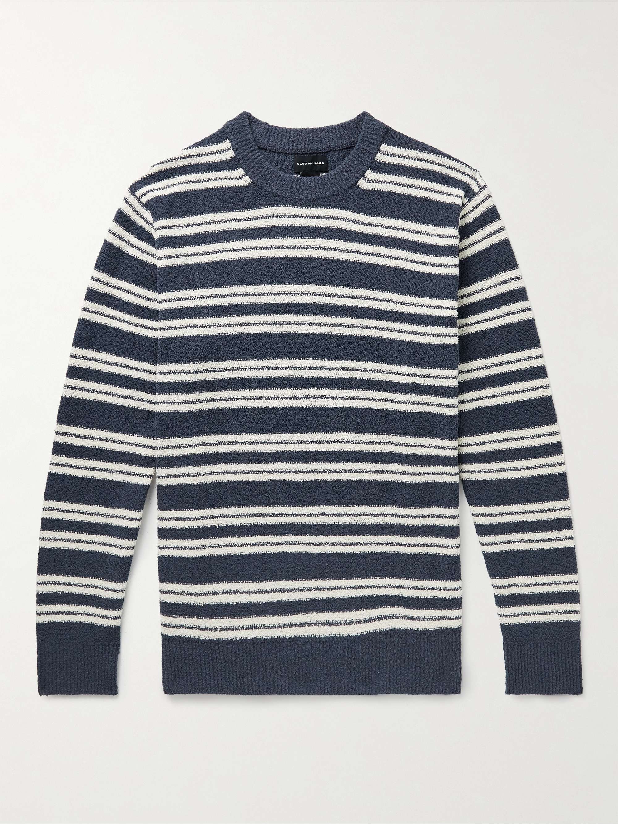 CLUB MONACO Striped Cotton-Blend Bouclé Sweater for Men | MR PORTER