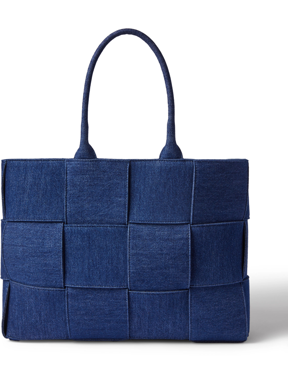 Bottega Veneta Indigo Arco Intrecciato Denim Tote Bag In Blue