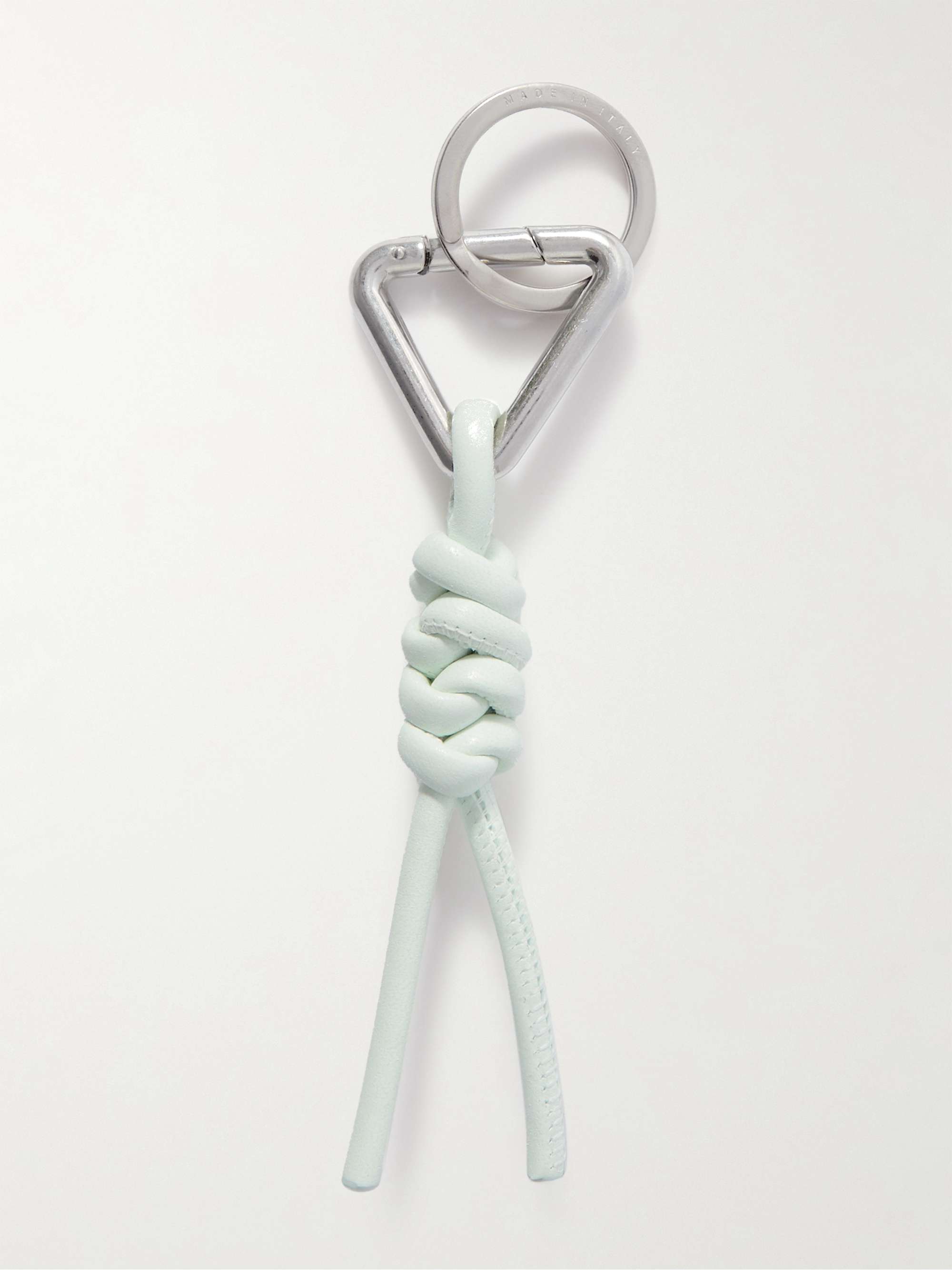 BOTTEGA VENETA Braided Leather and Silver-Tone Keyring