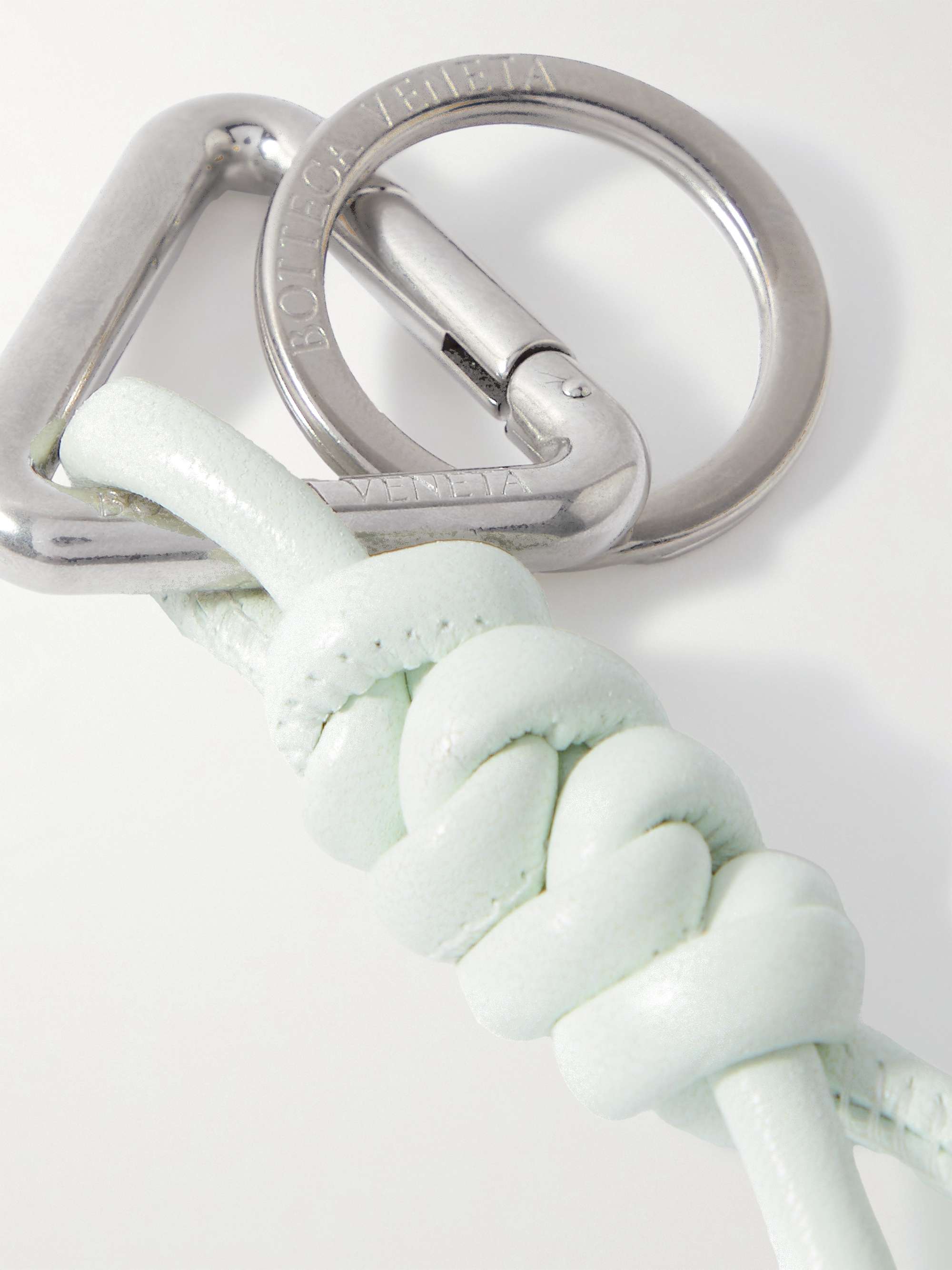 BOTTEGA VENETA Braided Leather and Silver-Tone Keyring