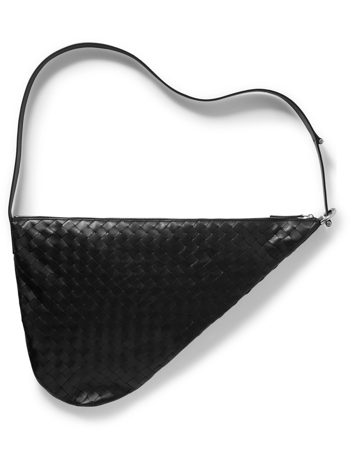 Bottega Veneta Virgule Intrecciato Leather Messenger Bag In Black