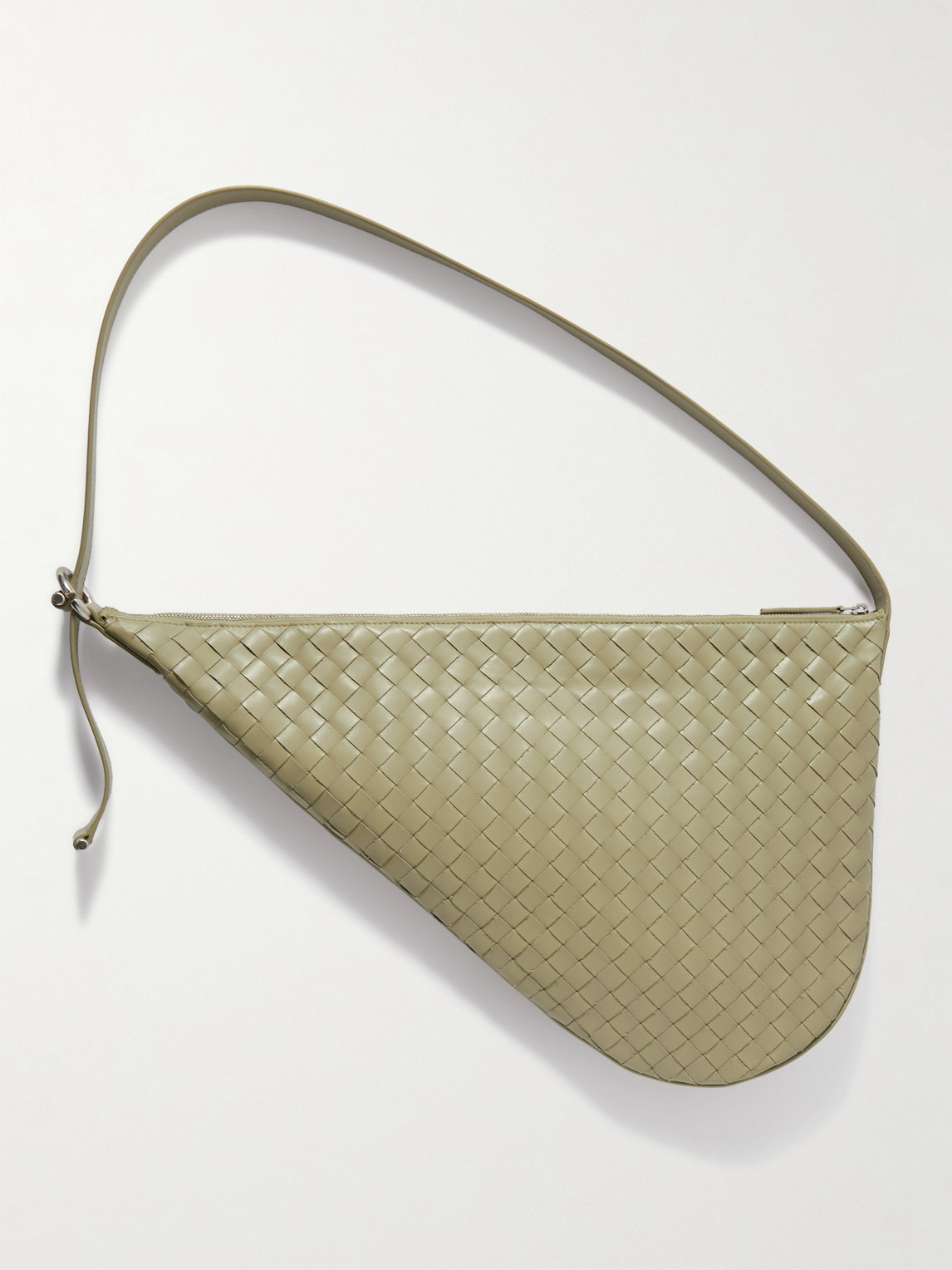 BOTTEGA VENETA VIRGULE INTRECCIATO LEATHER MESSENGER BAG