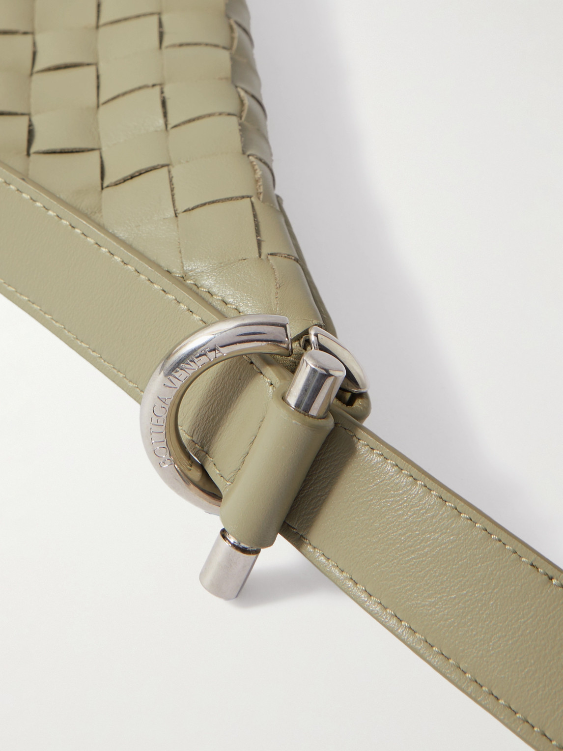 BOTTEGA VENETA VIRGULE INTRECCIATO LEATHER MESSENGER BAG