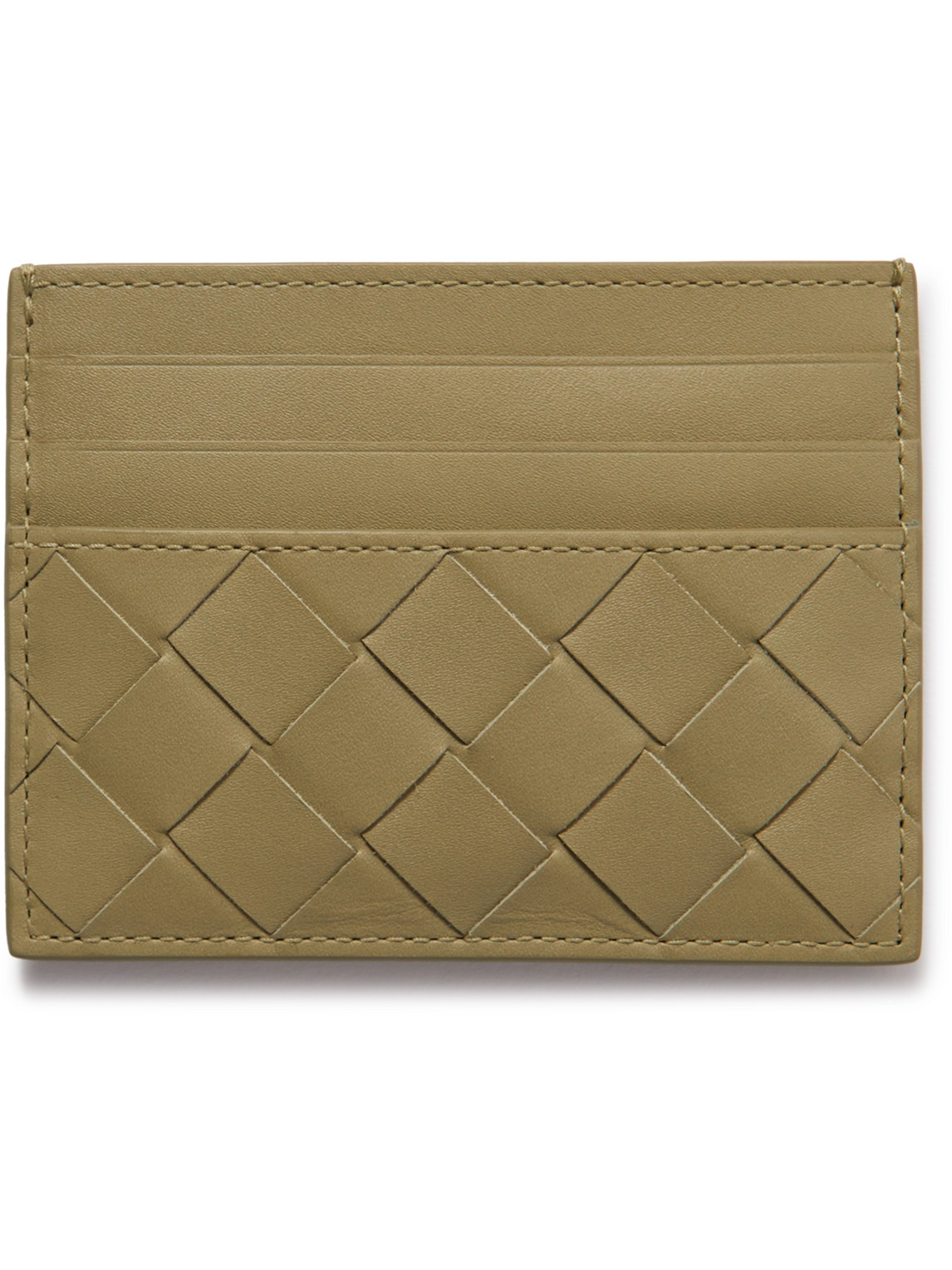 Bottega Veneta Intrecciato Leather Cardholder In Neutrals