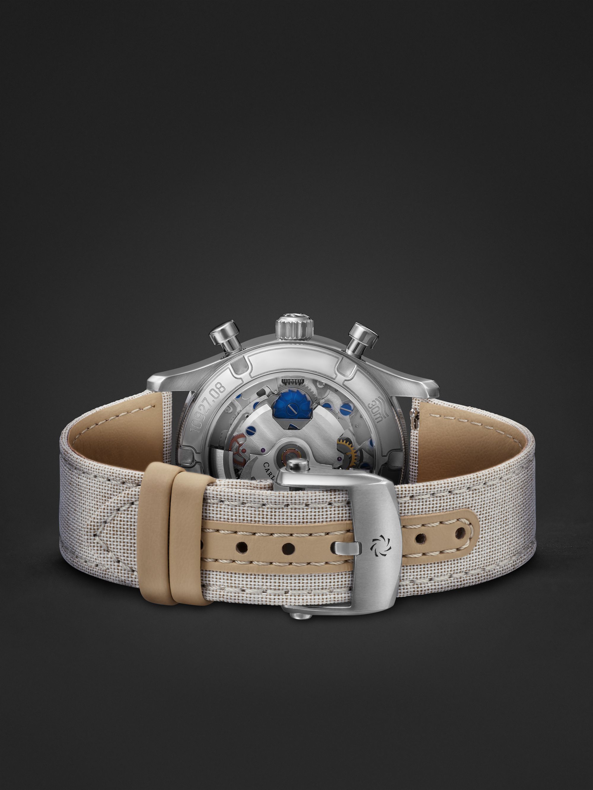 CARL F. BUCHERER Manero Flyback Automatic Chronometer 40mm Steel and Canvas Watch, Ref. No. 00.10927.08.13.01