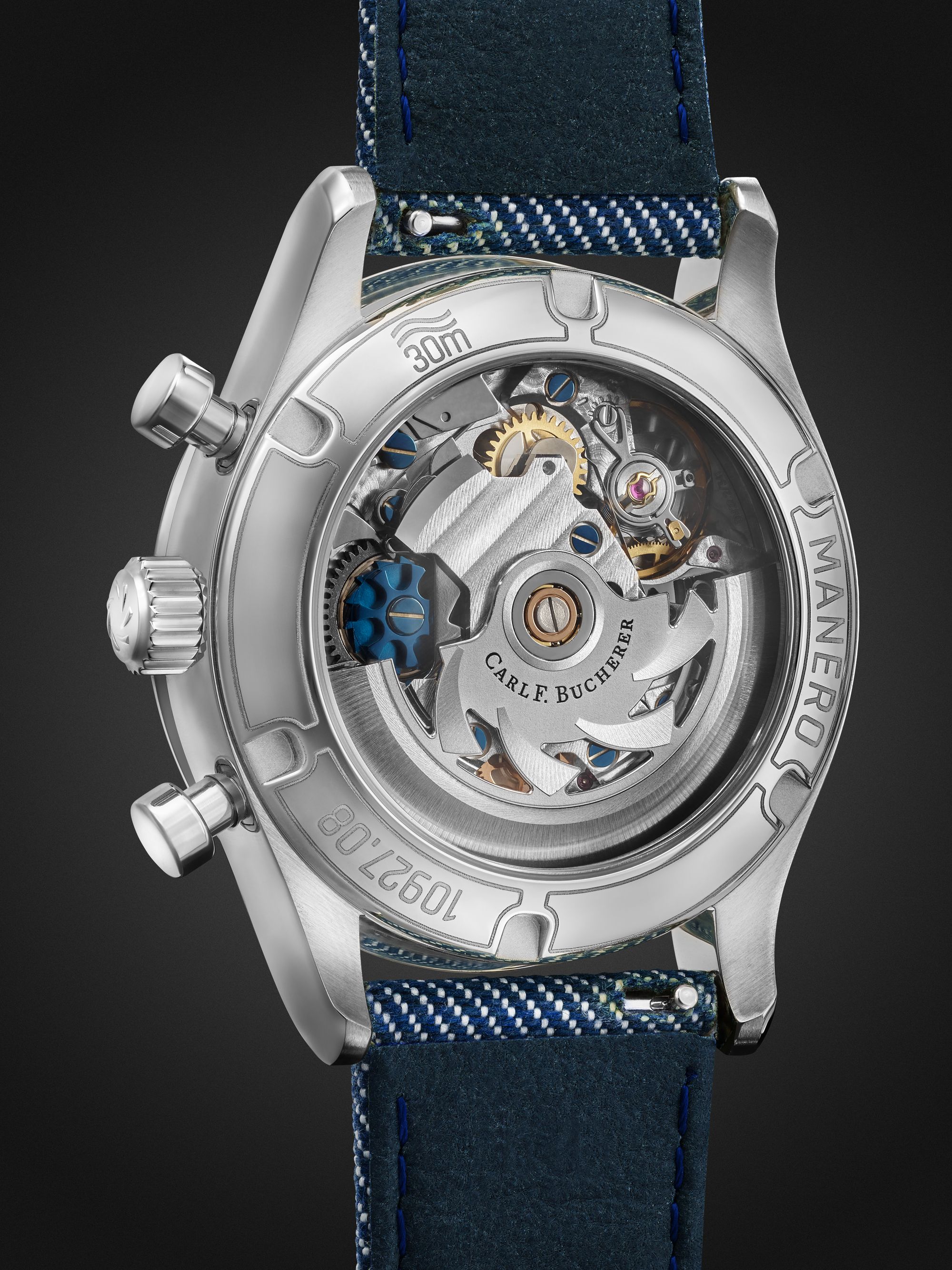 CARL F. BUCHERER Manero Flyback Chronograph Automatic 40mm, Steel and Canvas Watch, Ref. No. 00.10927.08.13.03