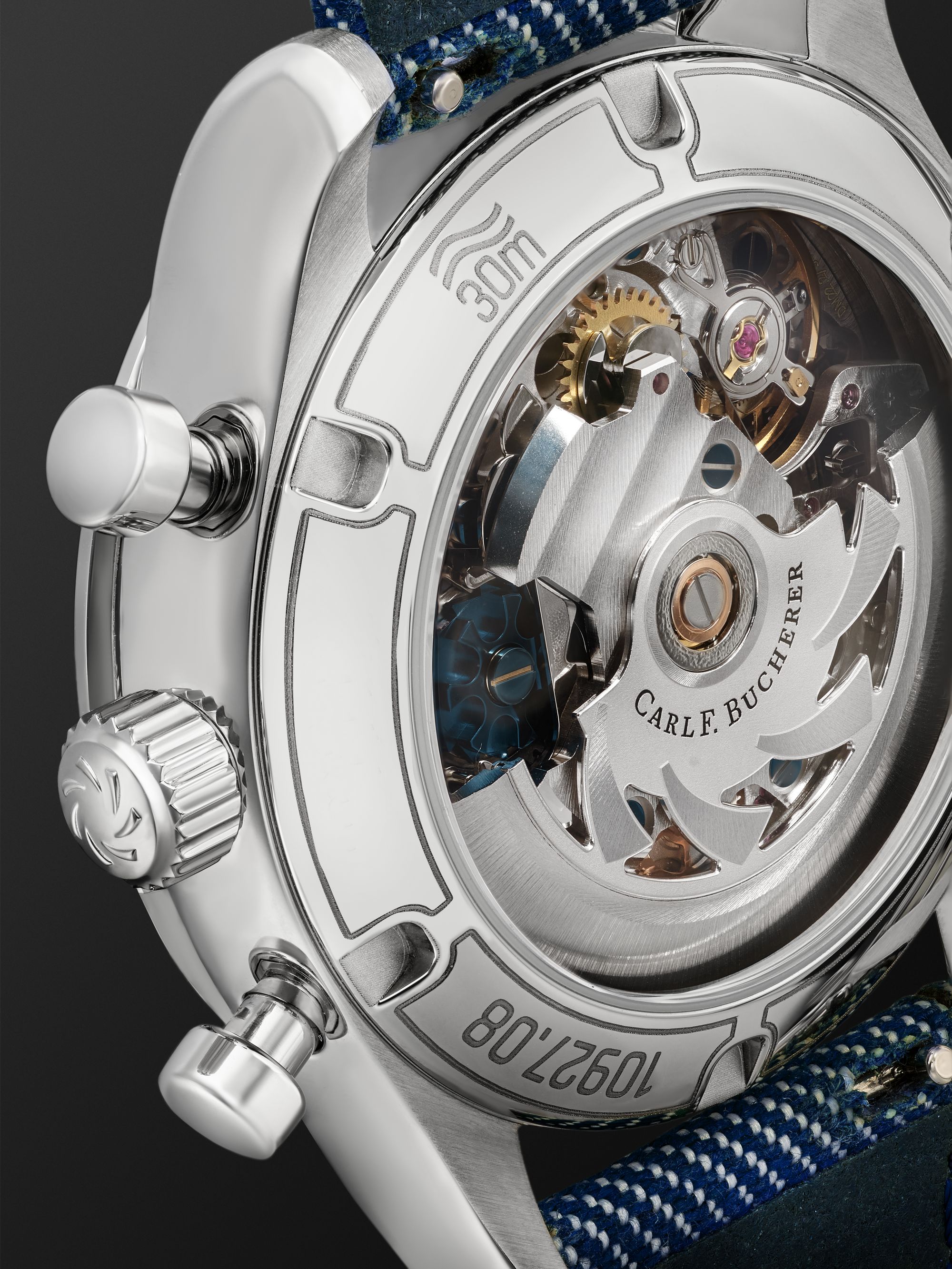 CARL F. BUCHERER Manero Flyback Chronograph Automatic 40mm, Steel and Canvas Watch, Ref. No. 00.10927.08.13.03