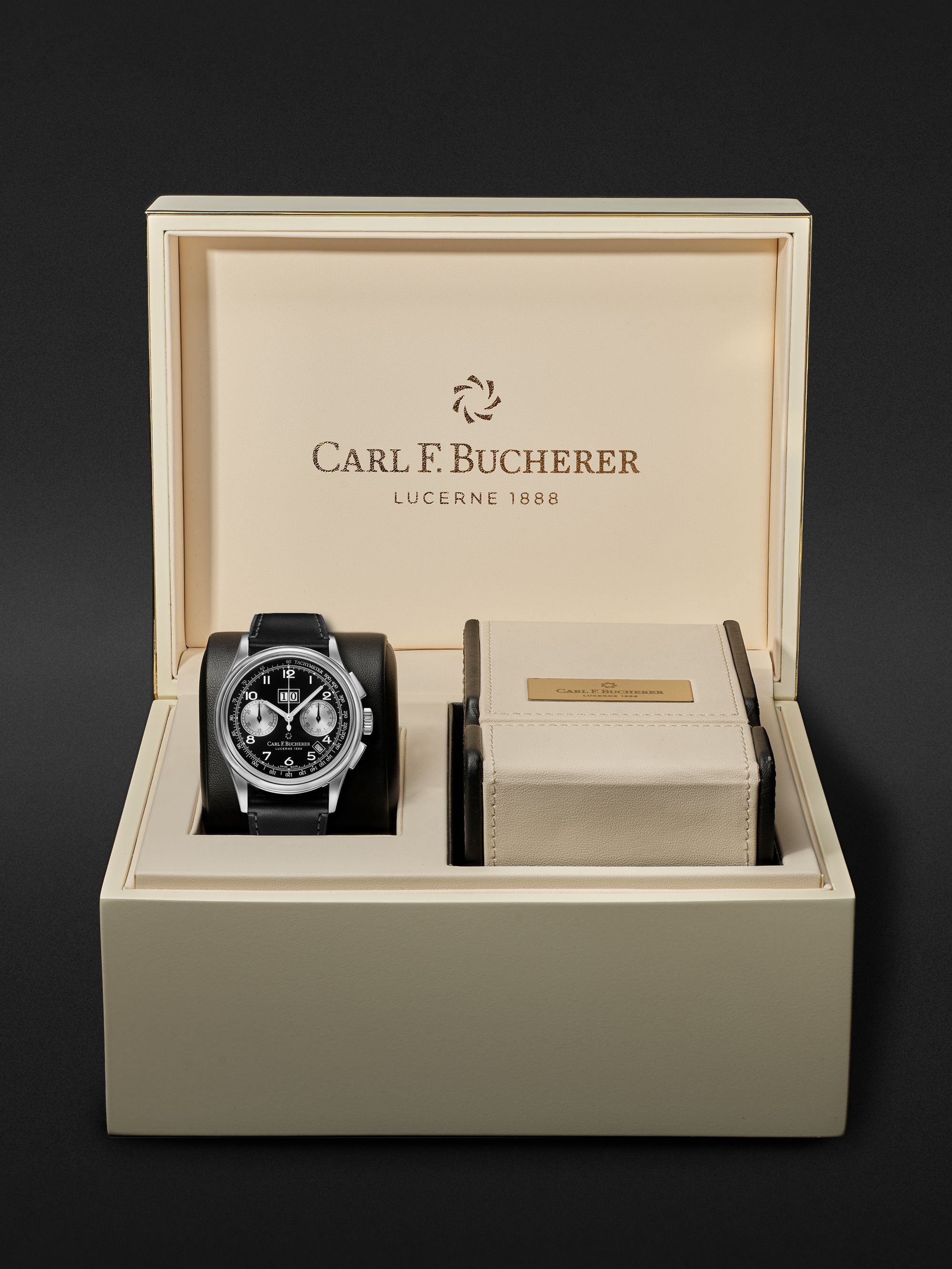 CARL F. BUCHERER Heritage BiCompax Annual Chronograph Limited Edition Automatic 41 mm Steel and Leather Watch, Watch, Ref. No.00.10803.07.42.01