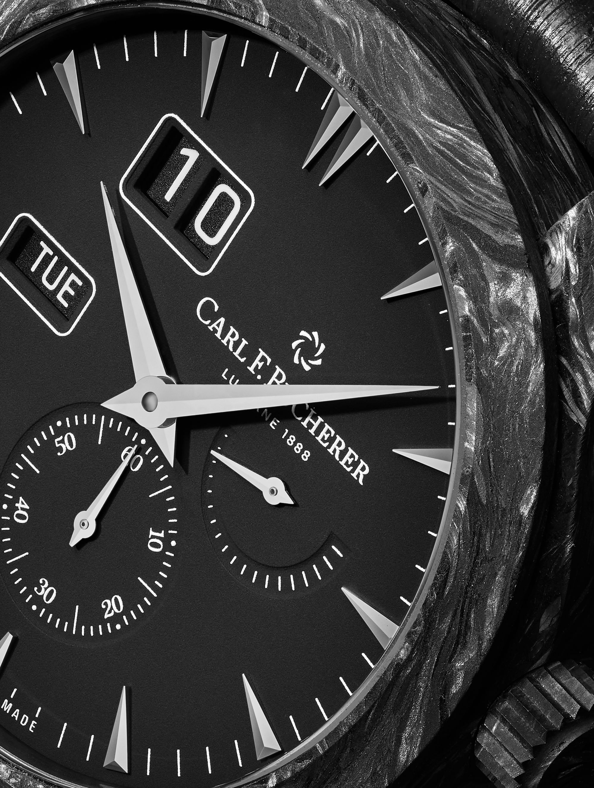 CARL F. BUCHERER Manero Peripheral BigDate Limited Edition Automatic 41.6mm Carbon Fibre and Rubber Watch, Ref. No. 00.10926.16.33.01