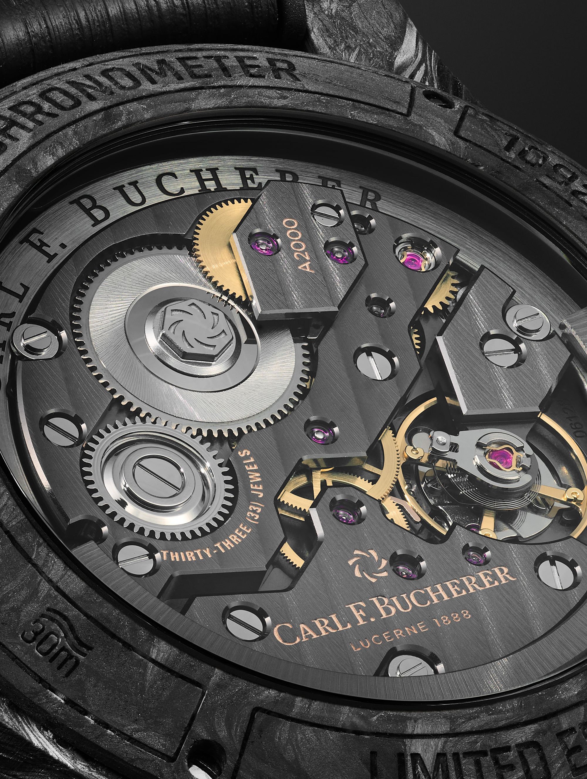 CARL F. BUCHERER Manero Peripheral BigDate Limited Edition Automatic 41.6mm Carbon Fibre and Rubber Watch, Ref. No. 00.10926.16.33.01
