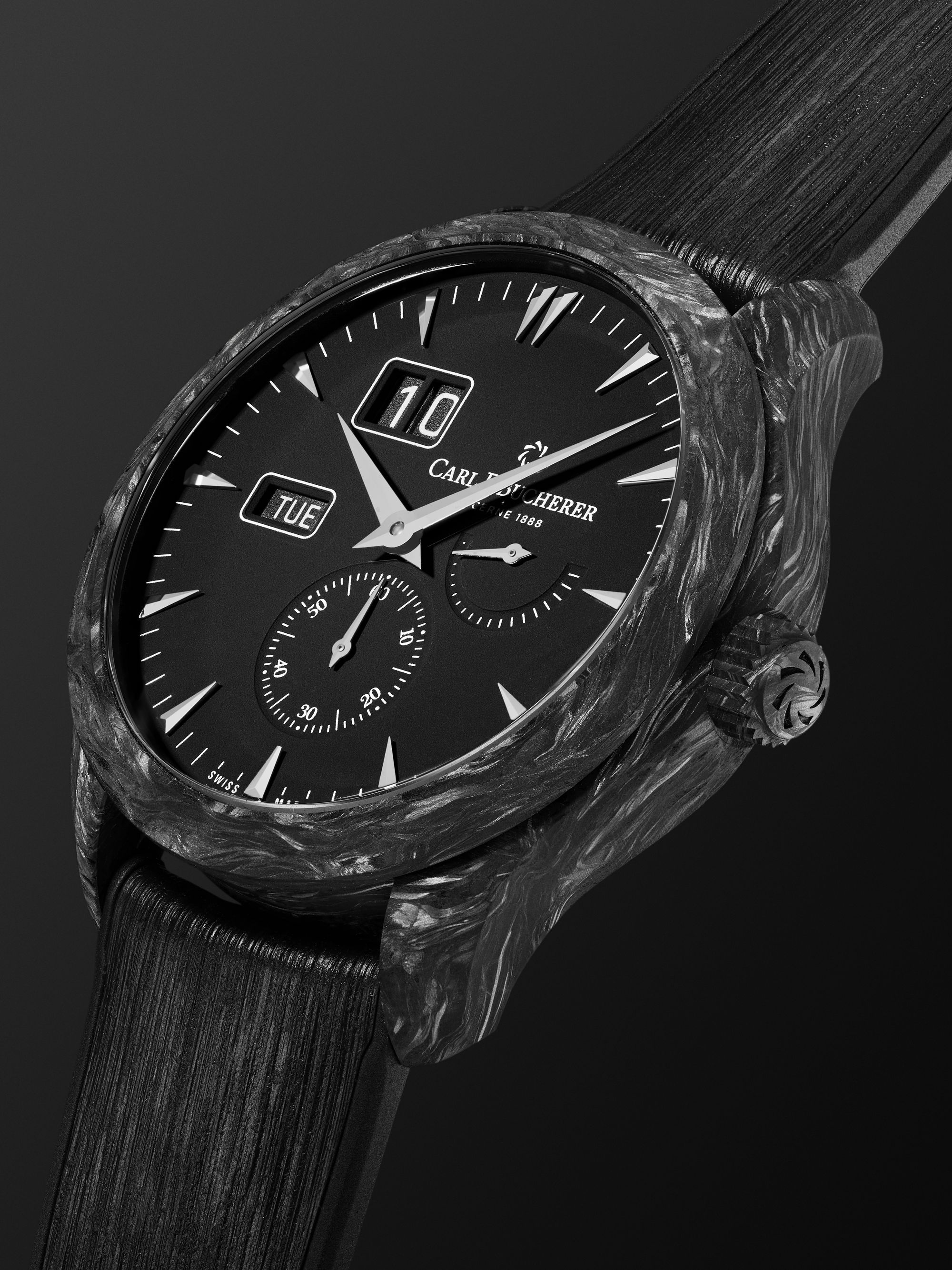 CARL F. BUCHERER Manero Peripheral BigDate Limited Edition Automatic 41.6mm Carbon Fibre and Rubber Watch, Ref. No. 00.10926.16.33.01
