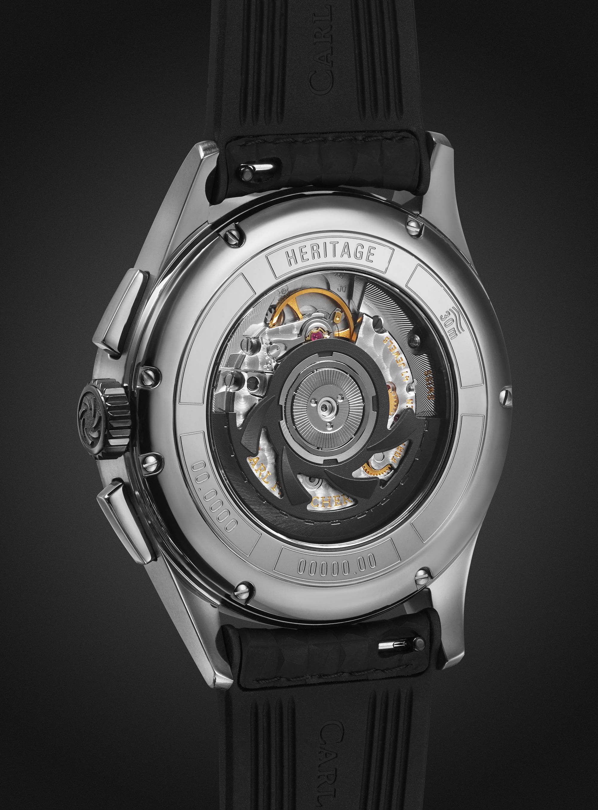CARL F. BUCHERER Heritage BiCompax Annual Automatic 41mm Stainless Steel and Rubber Watch, Ref. No. 00.10803.12.32.01