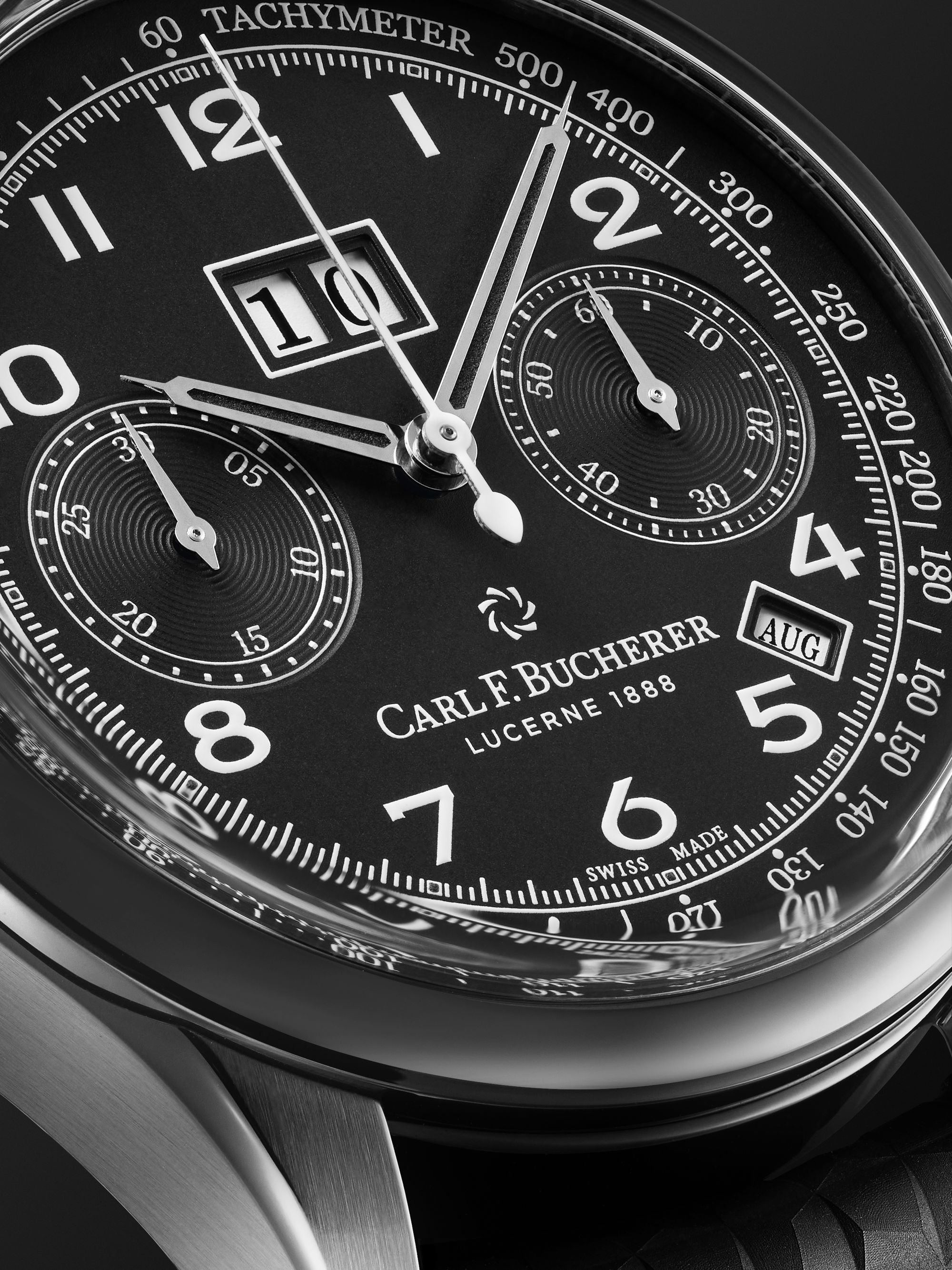 CARL F. BUCHERER Heritage BiCompax Annual Automatic 41mm Stainless Steel and Rubber Watch, Ref. No. 00.10803.12.32.01