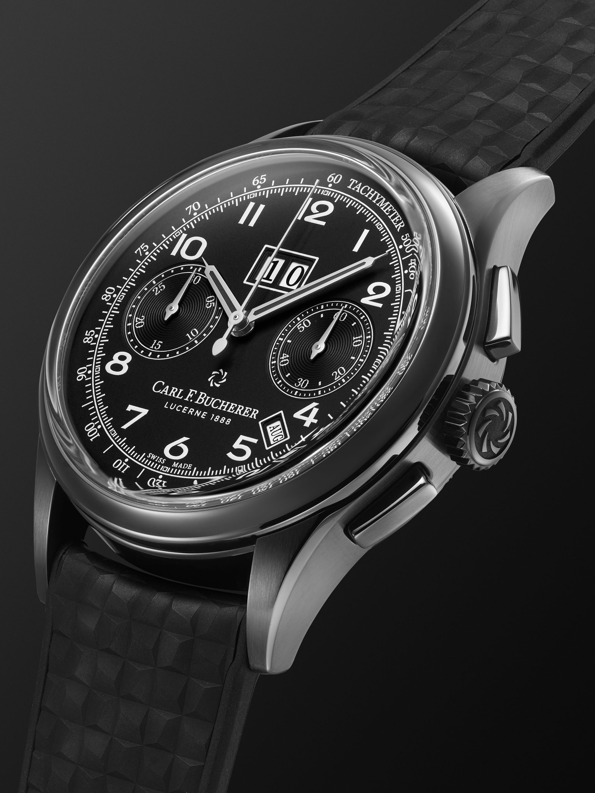 CARL F. BUCHERER Heritage BiCompax Annual Automatic 41mm Stainless Steel and Rubber Watch, Ref. No. 00.10803.12.32.01