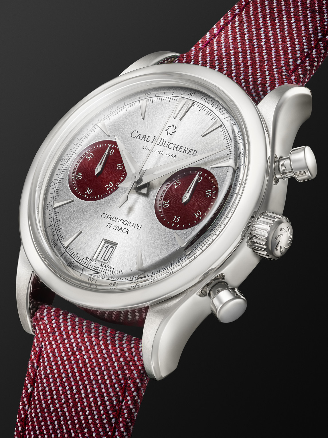  Carl F. Bucherer - Manero Flyback 40mm Chronograph Steel And Canvas Watch, Ref. No. 00.10927.08.13.04 - Men - Silver 