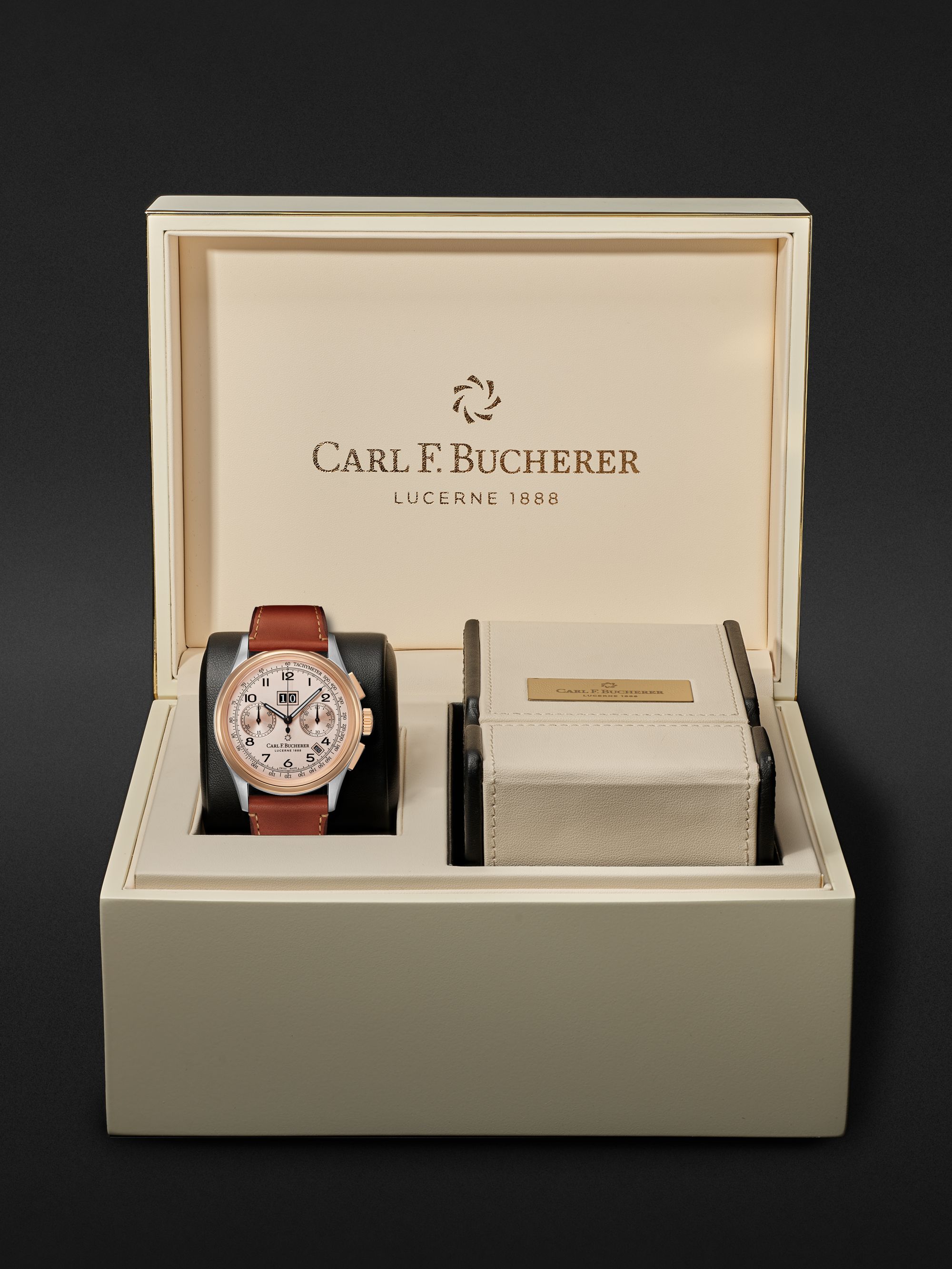 CARL F. BUCHERER Heritage BiCompax Annual Chronograph Limited Edition Automatic 41 mm Steel and Leather Watch, Watch, Ref. No.00.10803.07.42.01