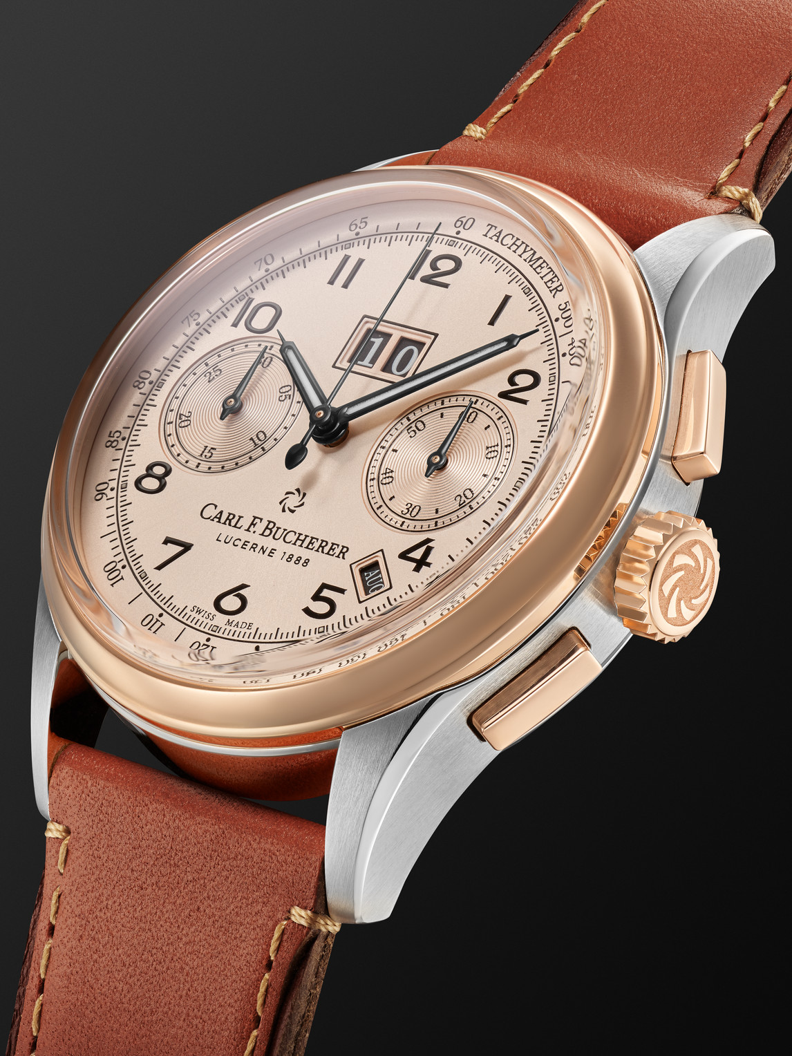  Carl F. Bucherer - Heritage Bicompax Annual Limited Edition Automatic Chronograph 41mm 18-karat Rose Gold, Stainless Steel And Leather Watch, Ref. No. 00.10803.07.42.01 - Men - Neutrals 