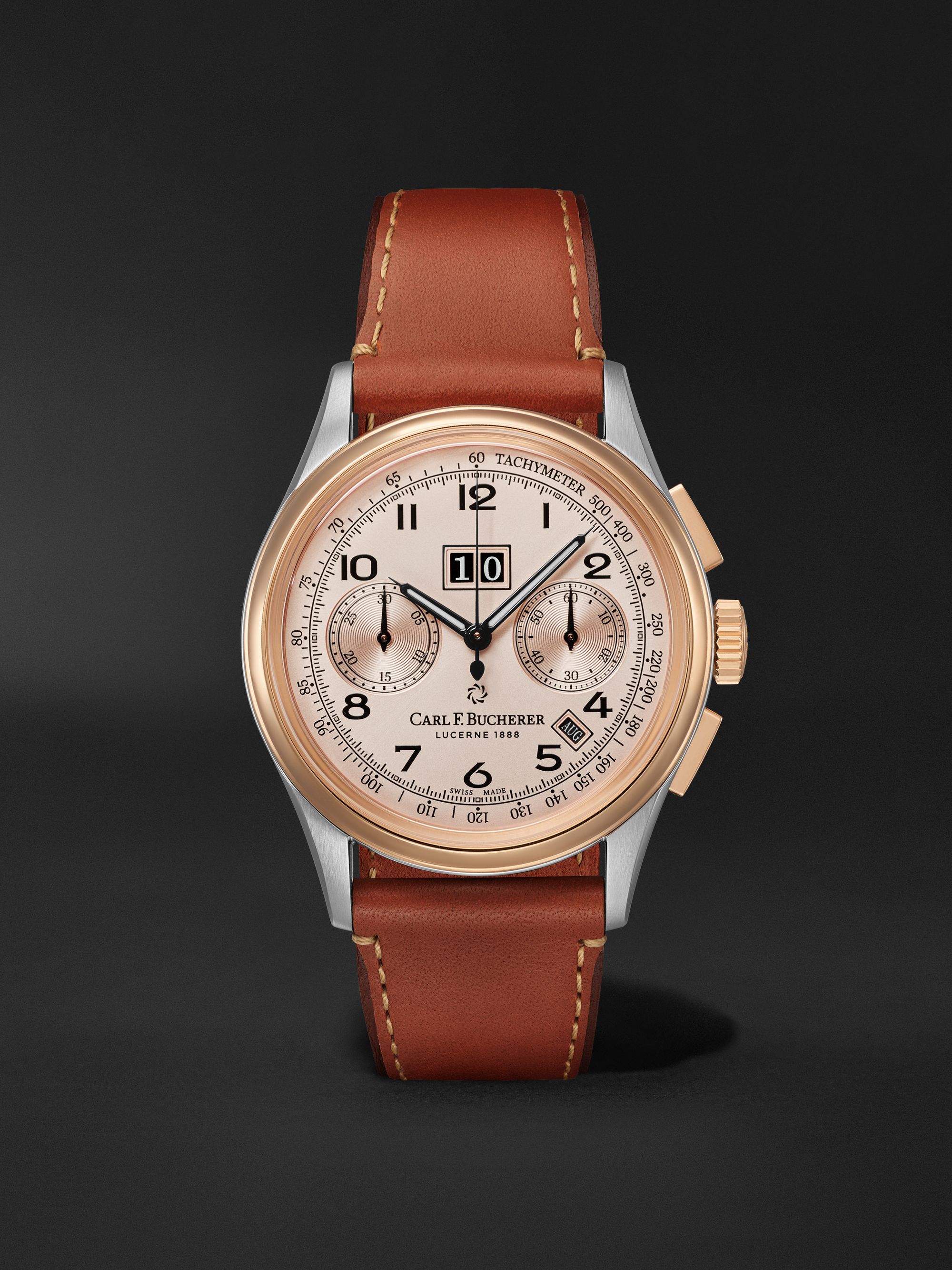 CARL F. BUCHERER Heritage BiCompax Annual Chronograph Limited Edition Automatic 41 mm Steel and Leather Watch, Watch, Ref. No.00.10803.07.42.01
