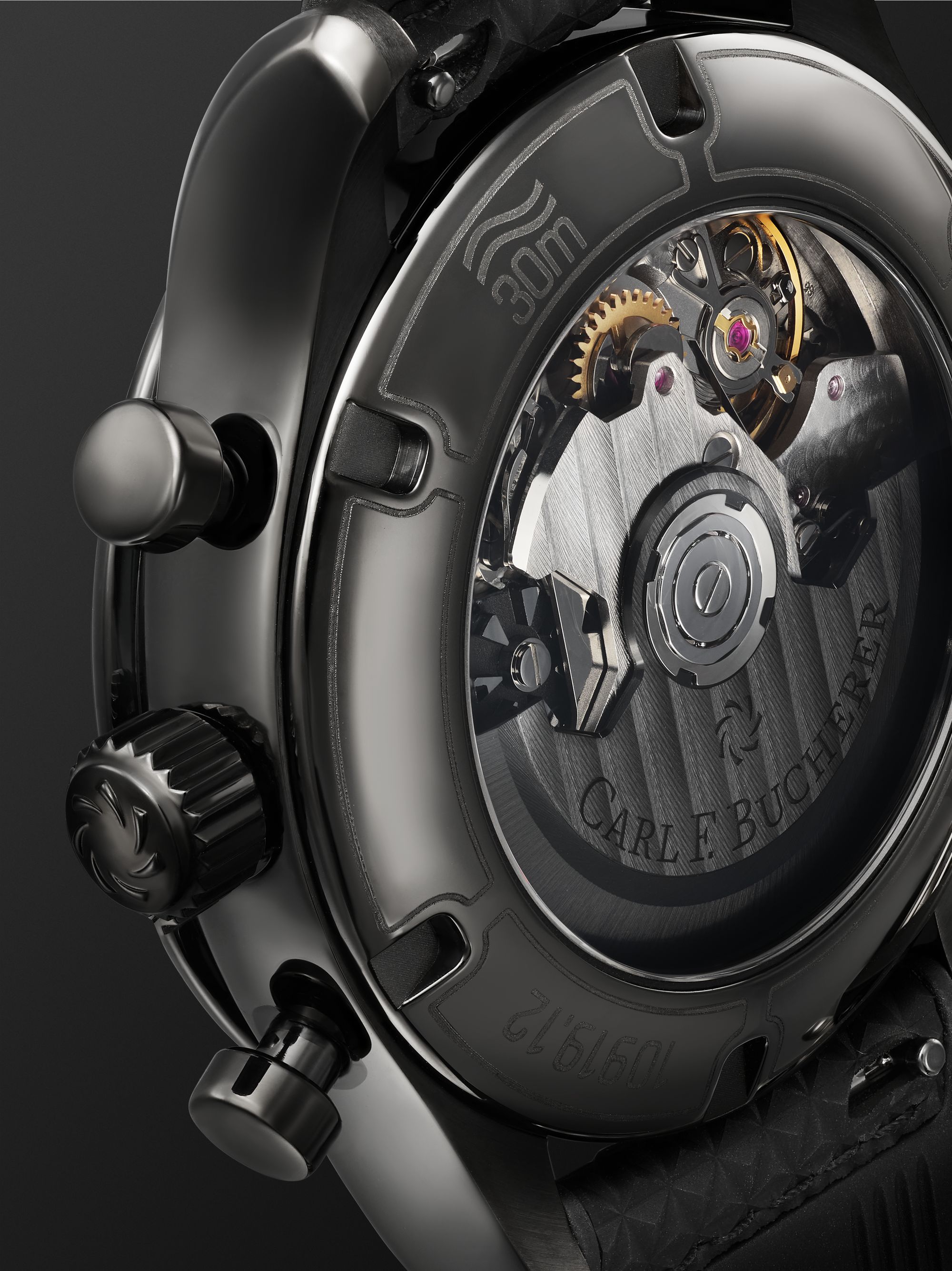 CARL F. BUCHERER Manero Automatic Flyback Chronograph 43mm Steel and Rubber Watch, Ref. No. 00.10919.12.33.01