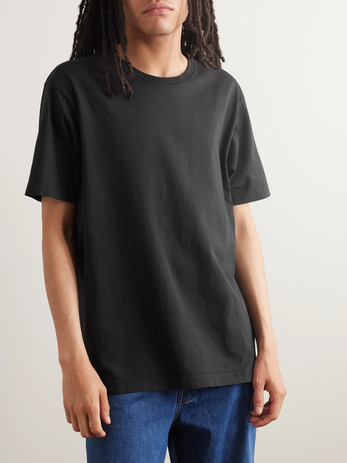 Shop Nudie Jeans Uno Everyday Cotton-jersey T-shirt In Black