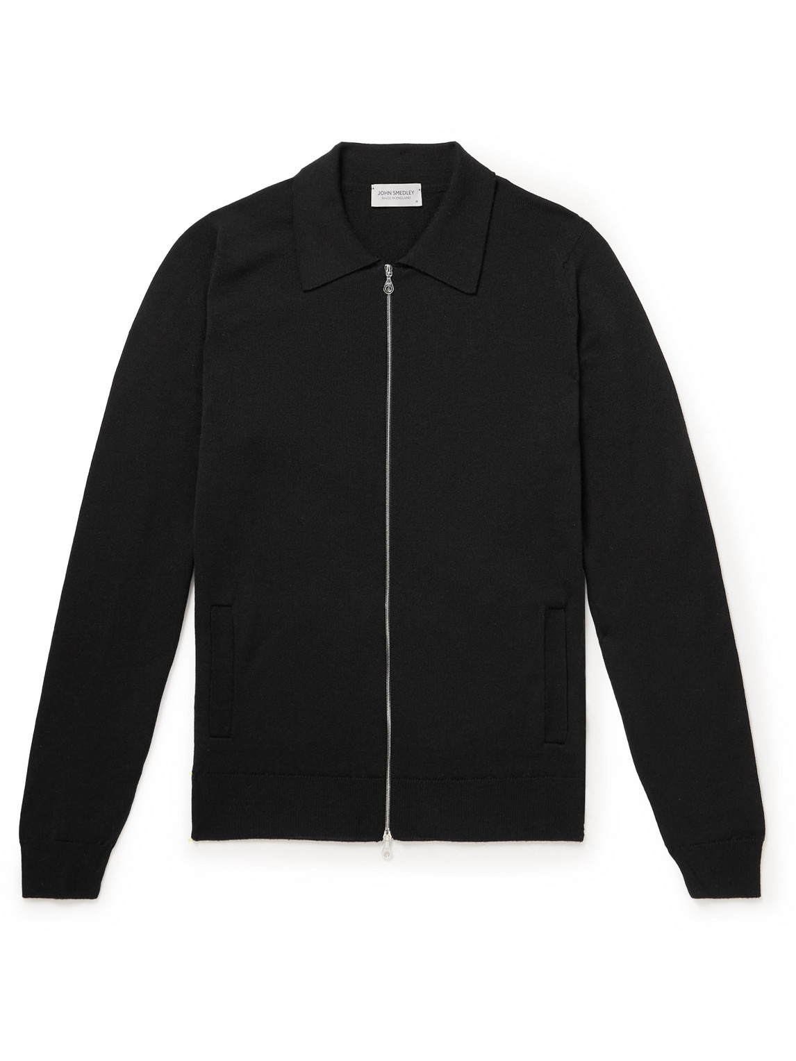 John Smedley Alston Slim-fit Merino Wool Zip-up Cardigan In Black