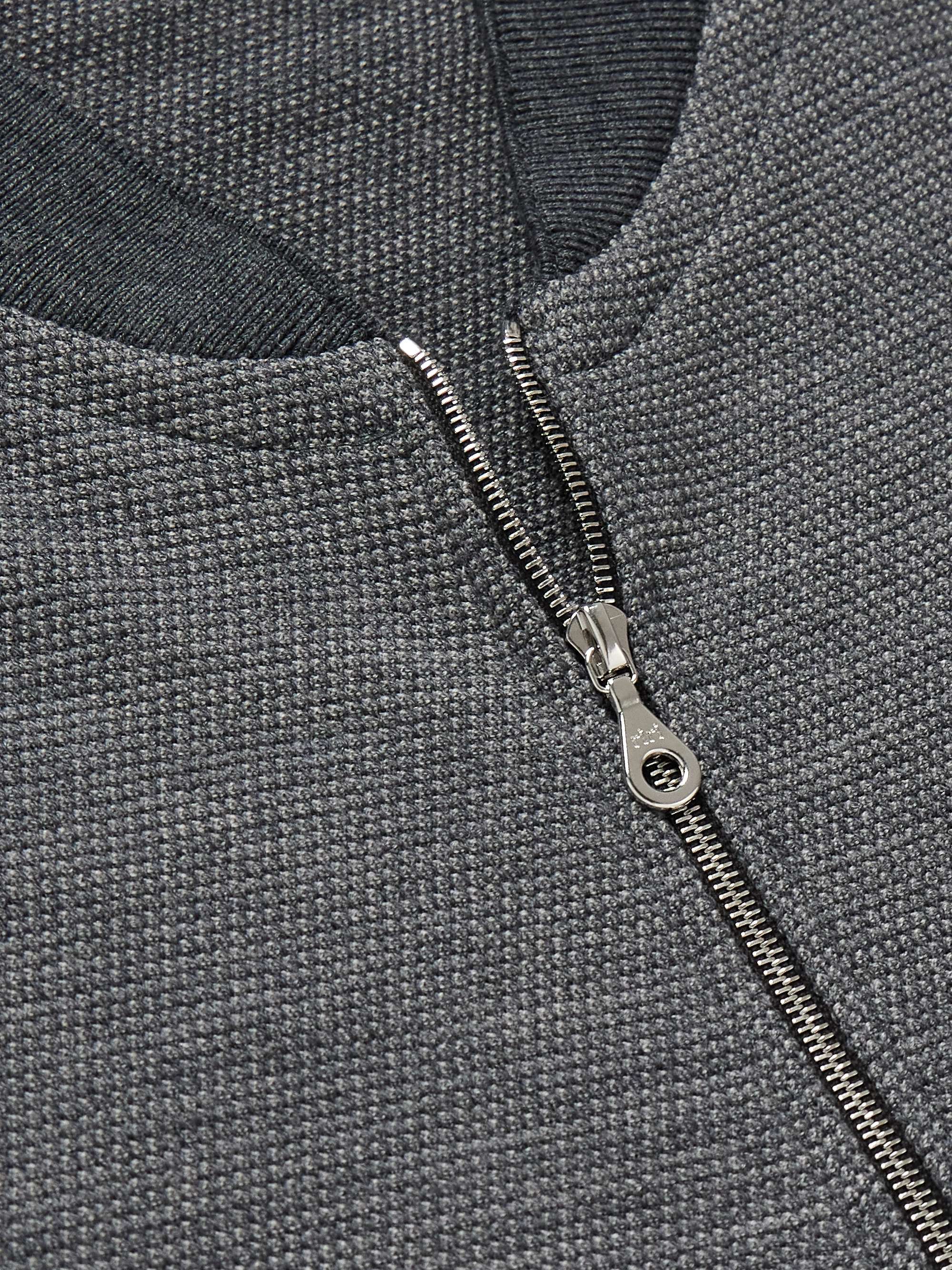 JOHN SMEDLEY Honeycomb-Knit Merino Wool Zip-Up Cardigan
