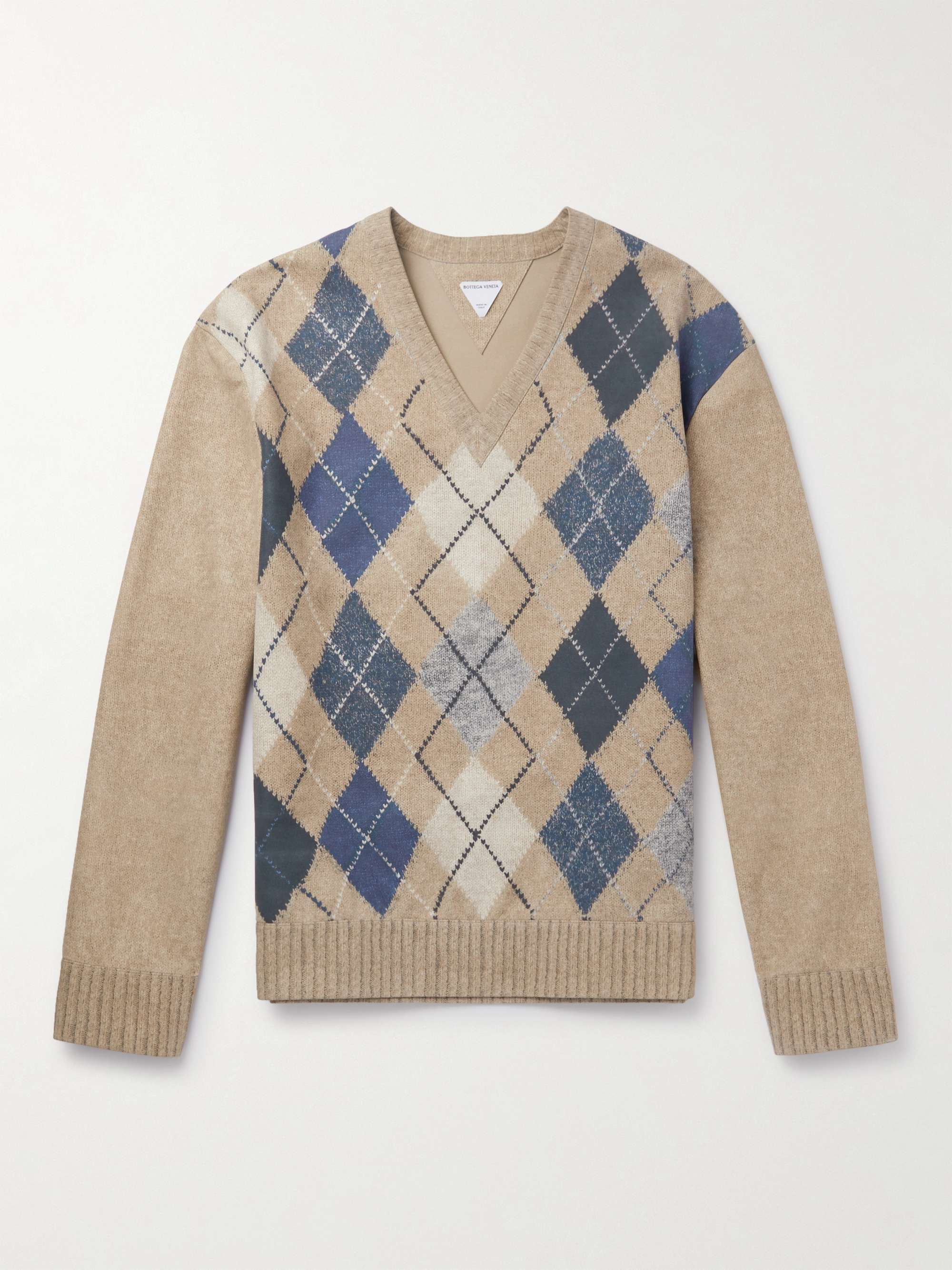 BOTTEGA VENETA Argyle-Print Leather Sweater