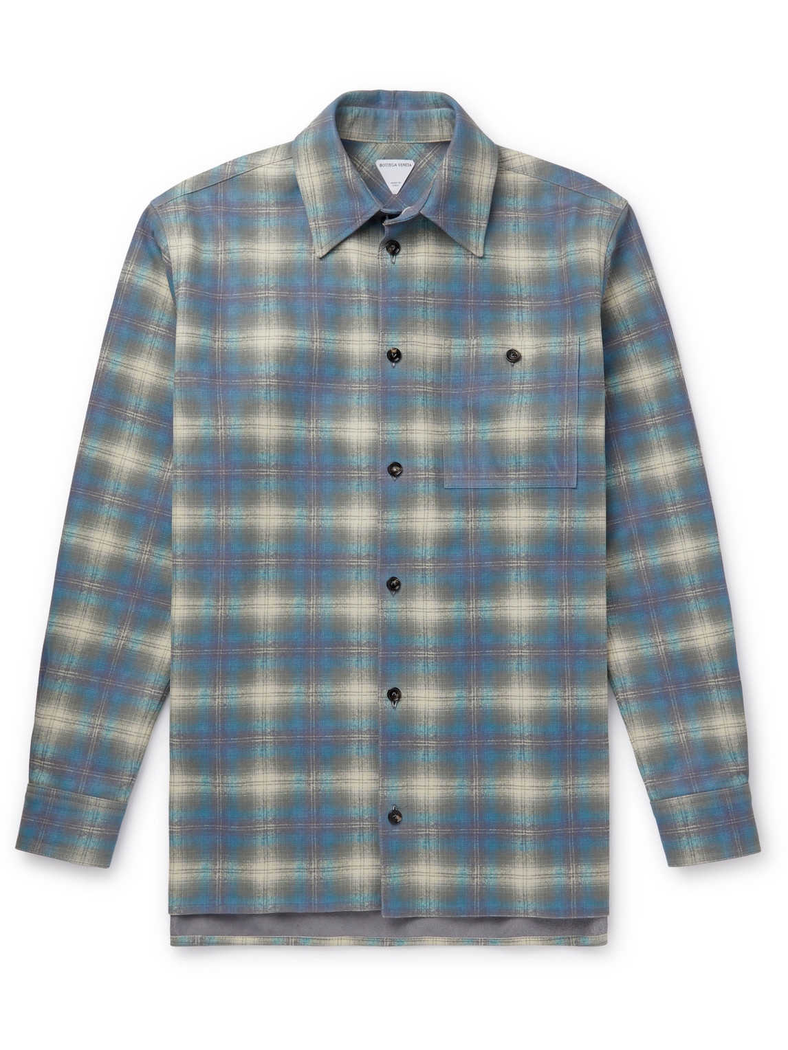 Shop Bottega Veneta Checked Leather Shirt In Blue