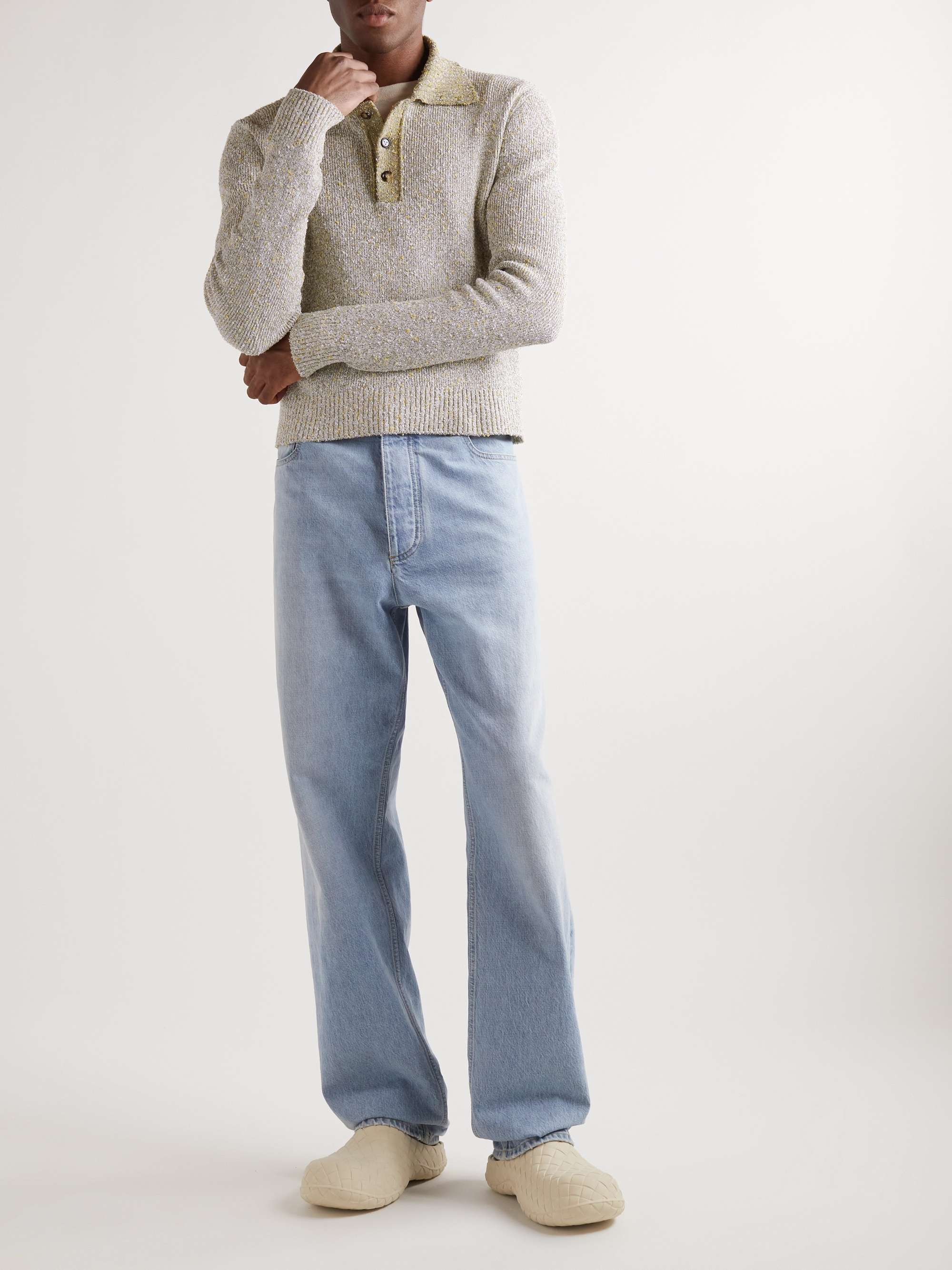 BOTTEGA VENETA Oversized Ribbed-Knit Bouclé Polo Shirt