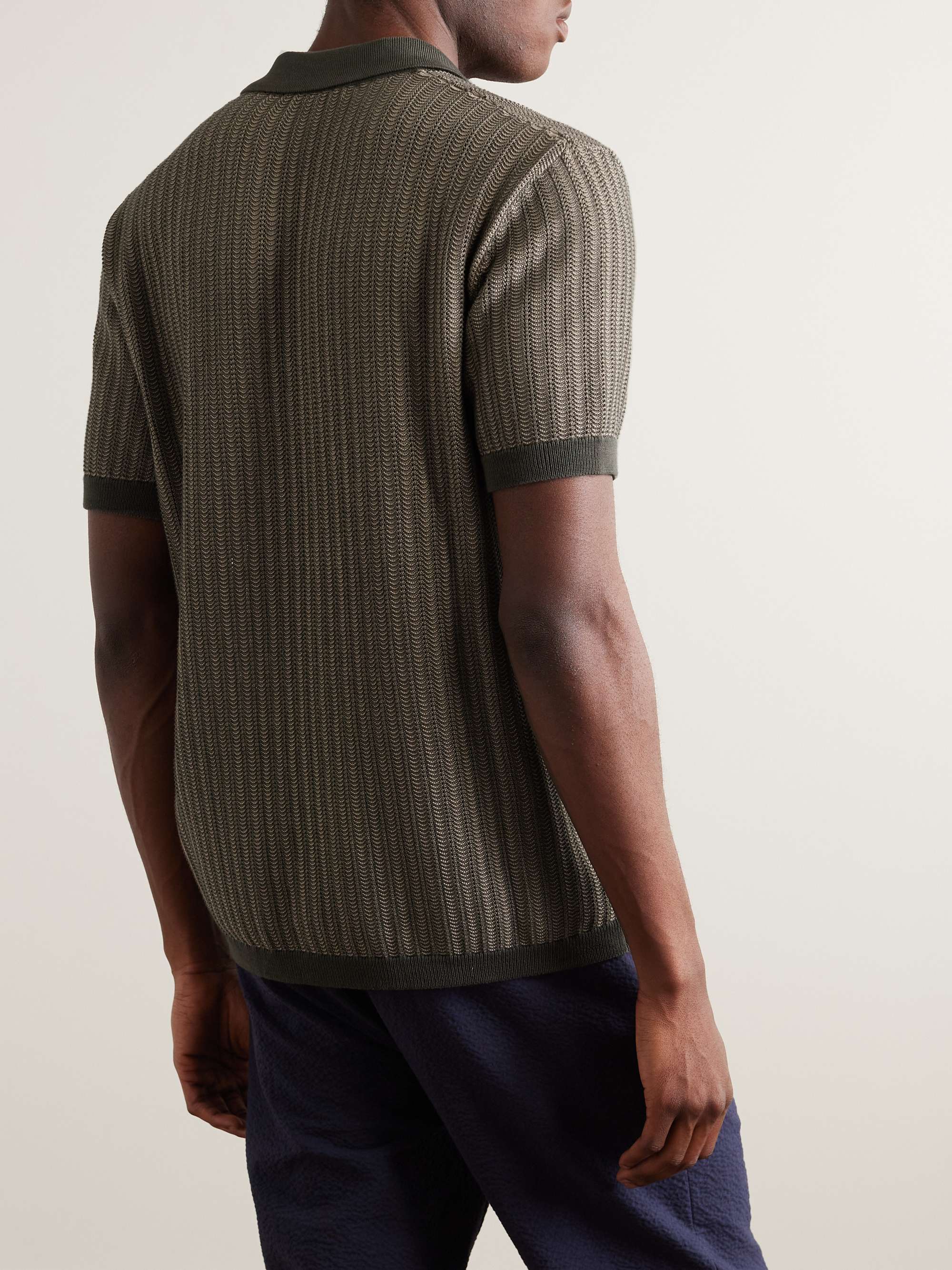 MR P. Crochet-Knit Cotton and Silk-Blend Polo Shirt