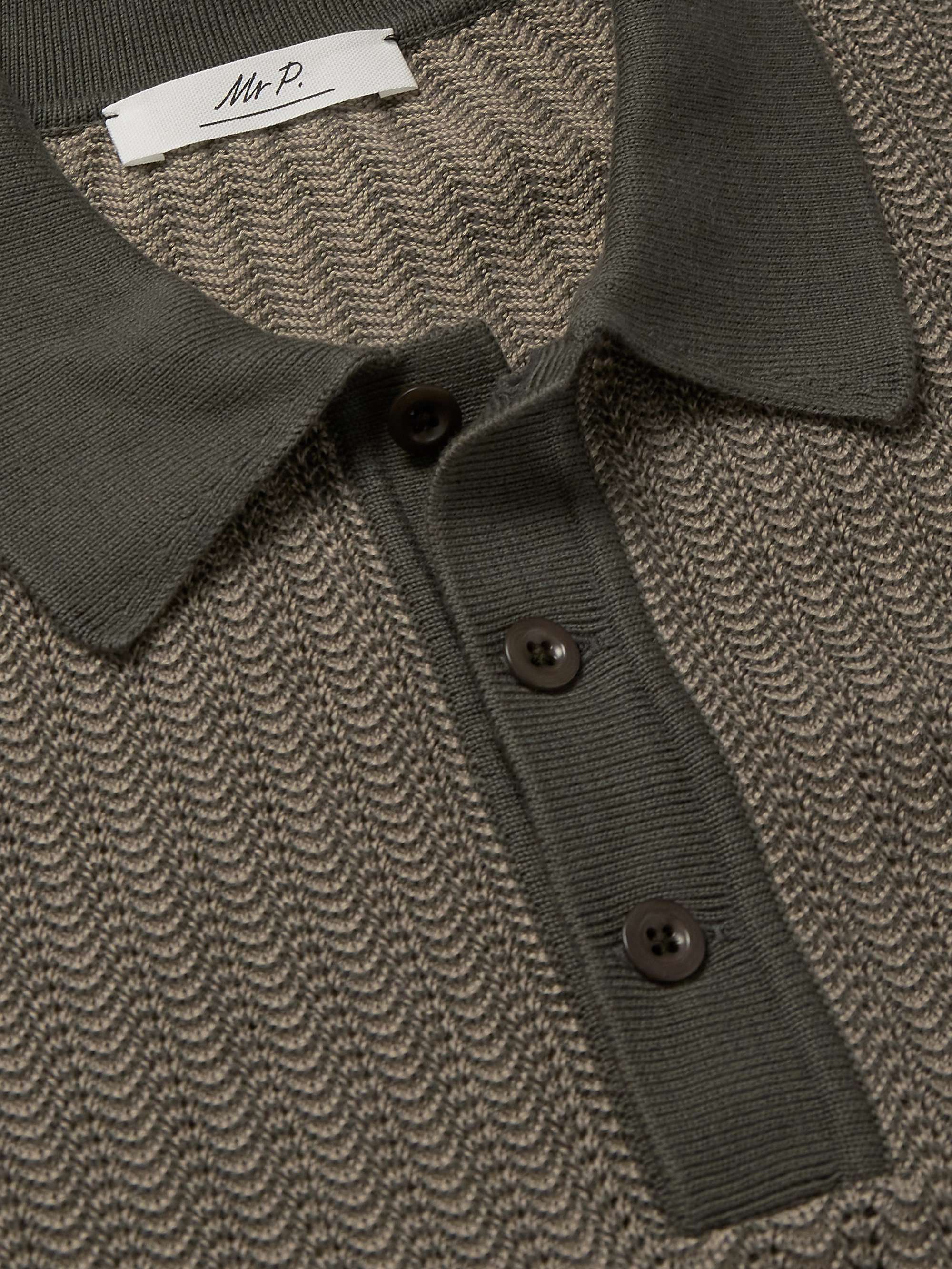 MR P. Crochet-Knit Cotton and Silk-Blend Polo Shirt
