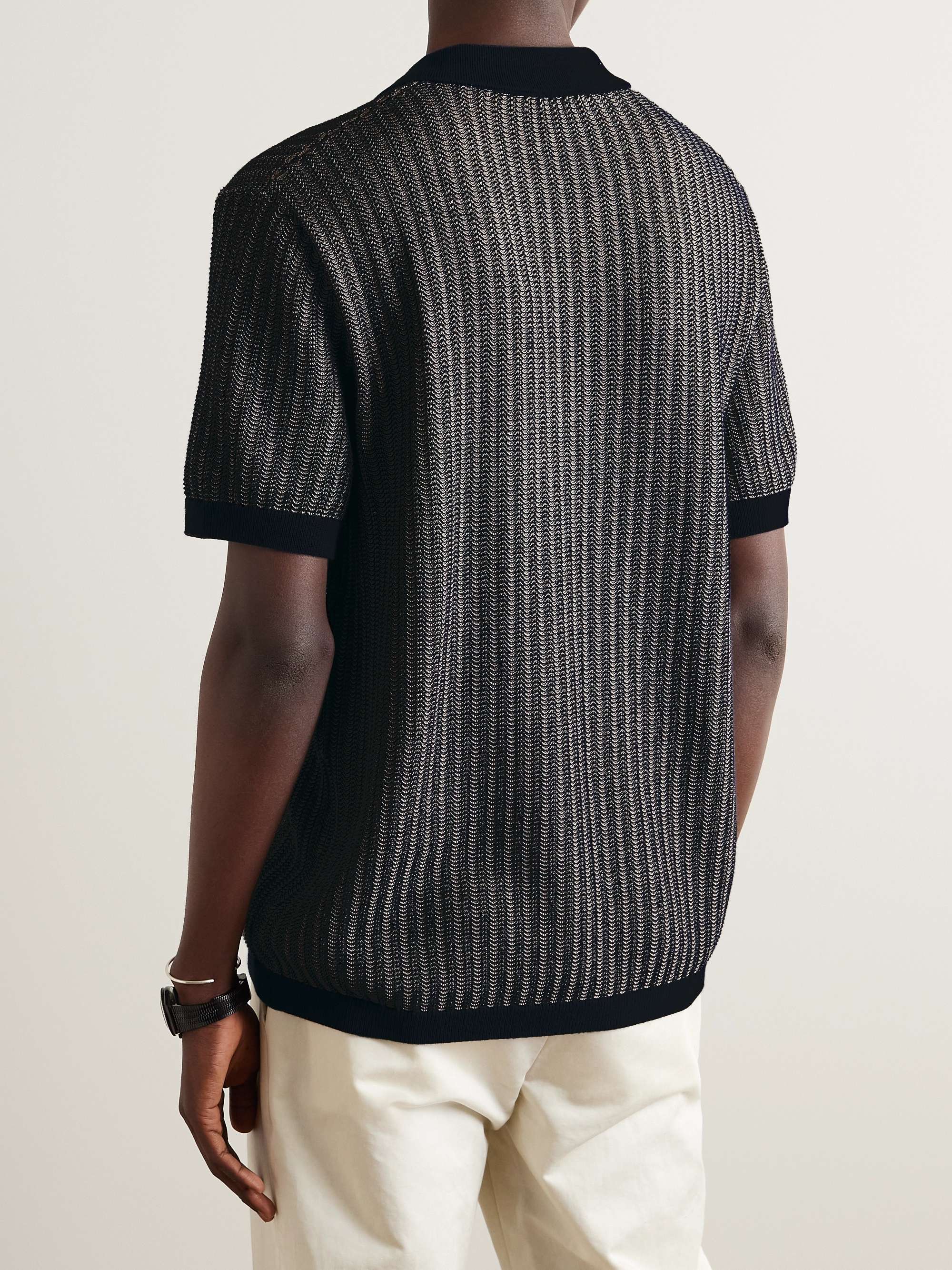 MR P. Crochet-Knit Cotton and Silk-Blend Polo Shirt