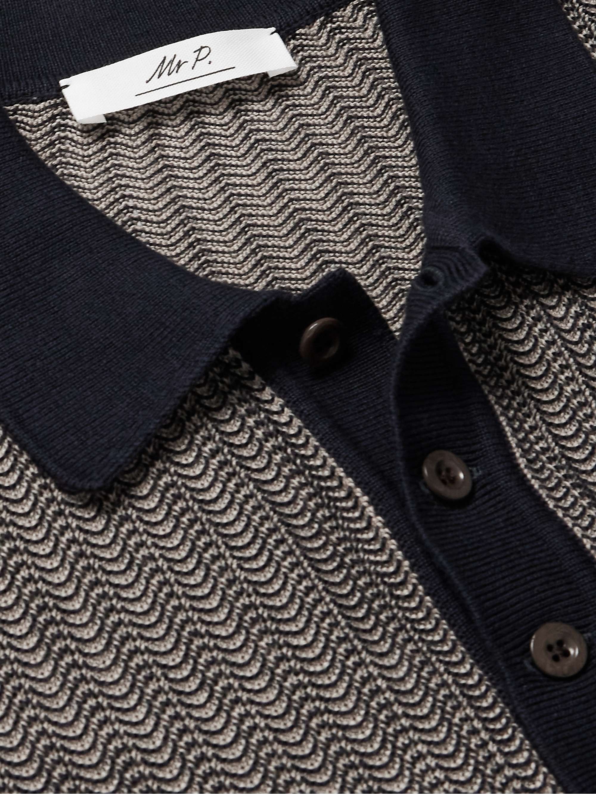 MR P. Crochet-Knit Cotton and Silk-Blend Polo Shirt