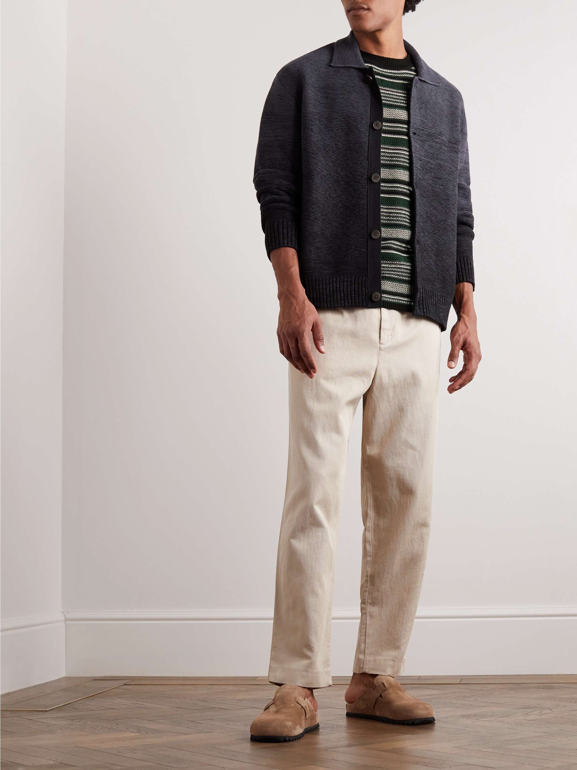 MR P. Striped Crochet-Knit Cotton T-Shirt for Men | MR PORTER