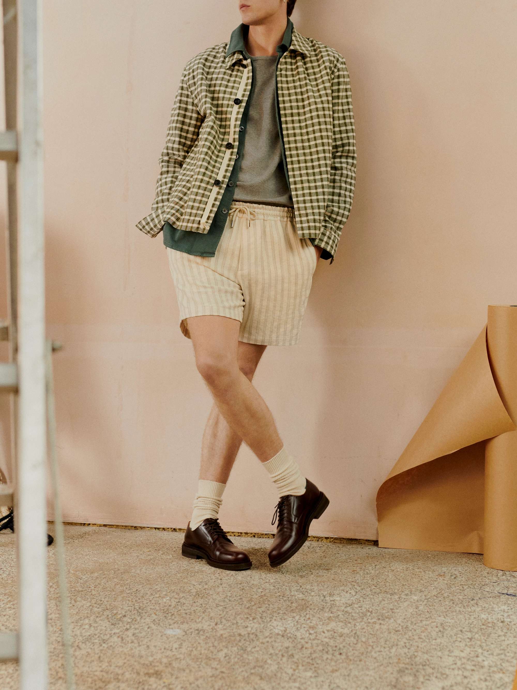 MR P. Checked Cotton Shirt Jacket