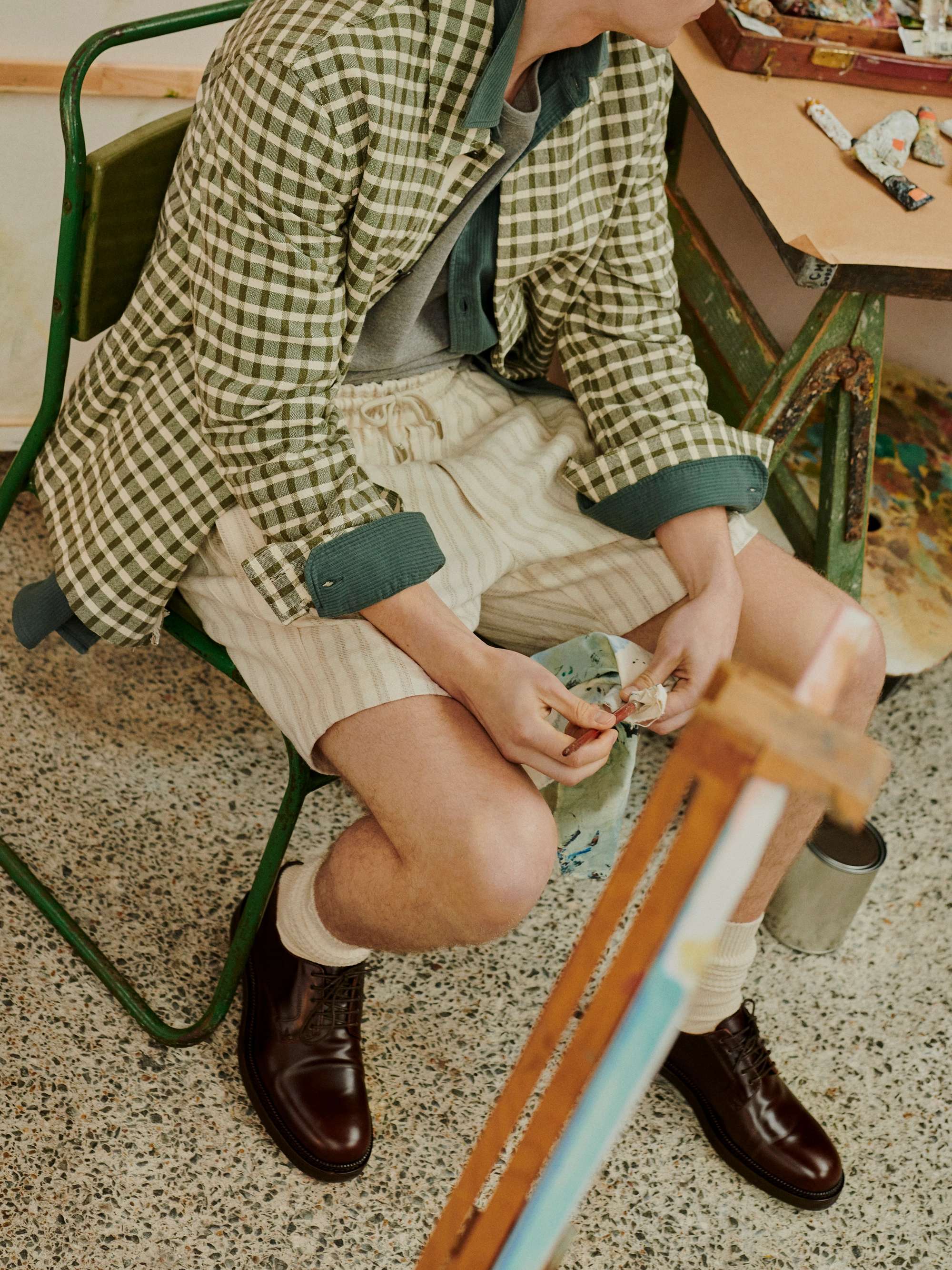 MR P. Checked Cotton Shirt Jacket