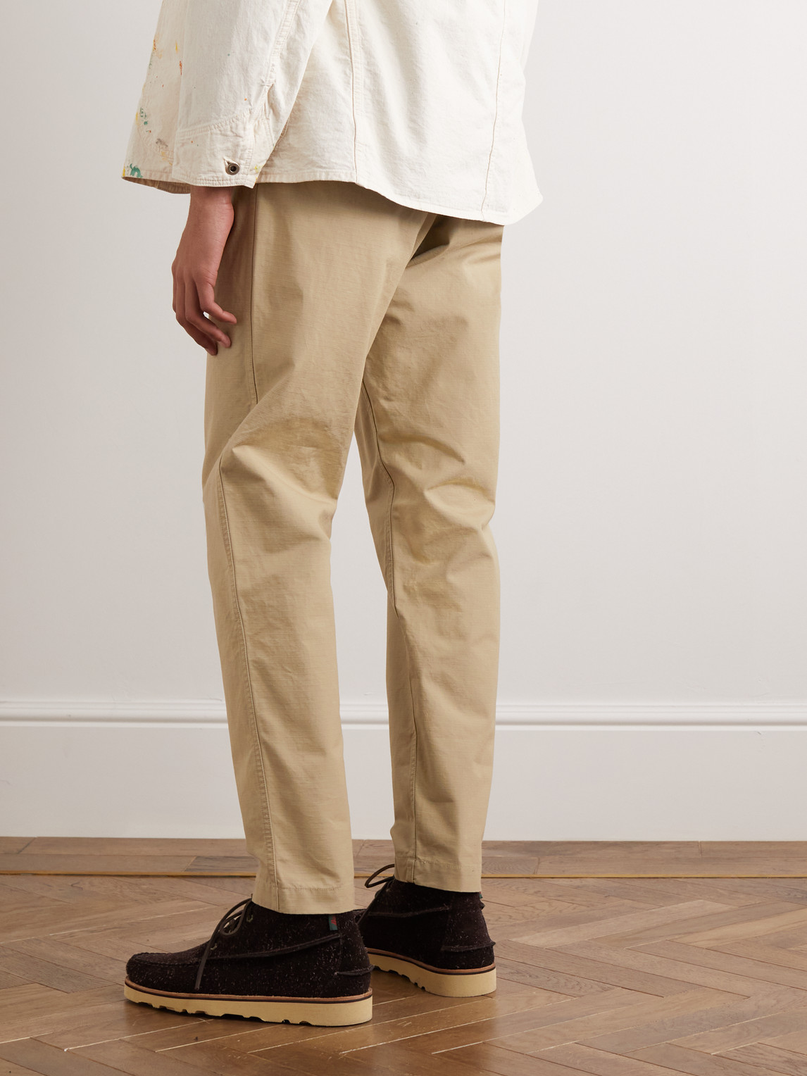 Shop Orslow New Yorker Tapered Cotton-ripstop Trousers In Neutrals