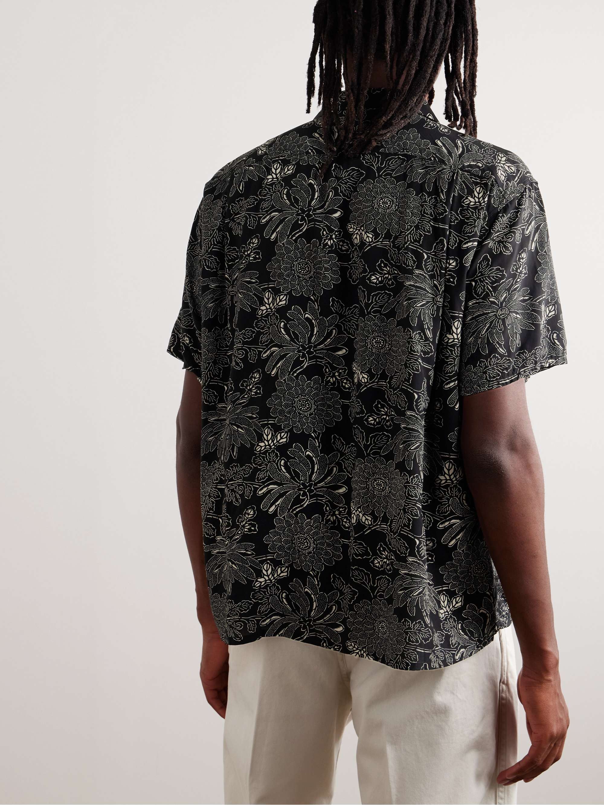 ORSLOW Camp-Collar Floral-Print Voile Shirt