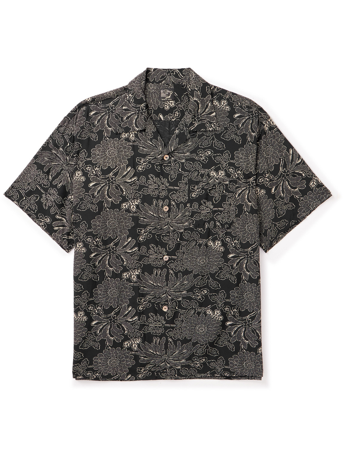 Camp-Collar Floral-Print Voile Shirt