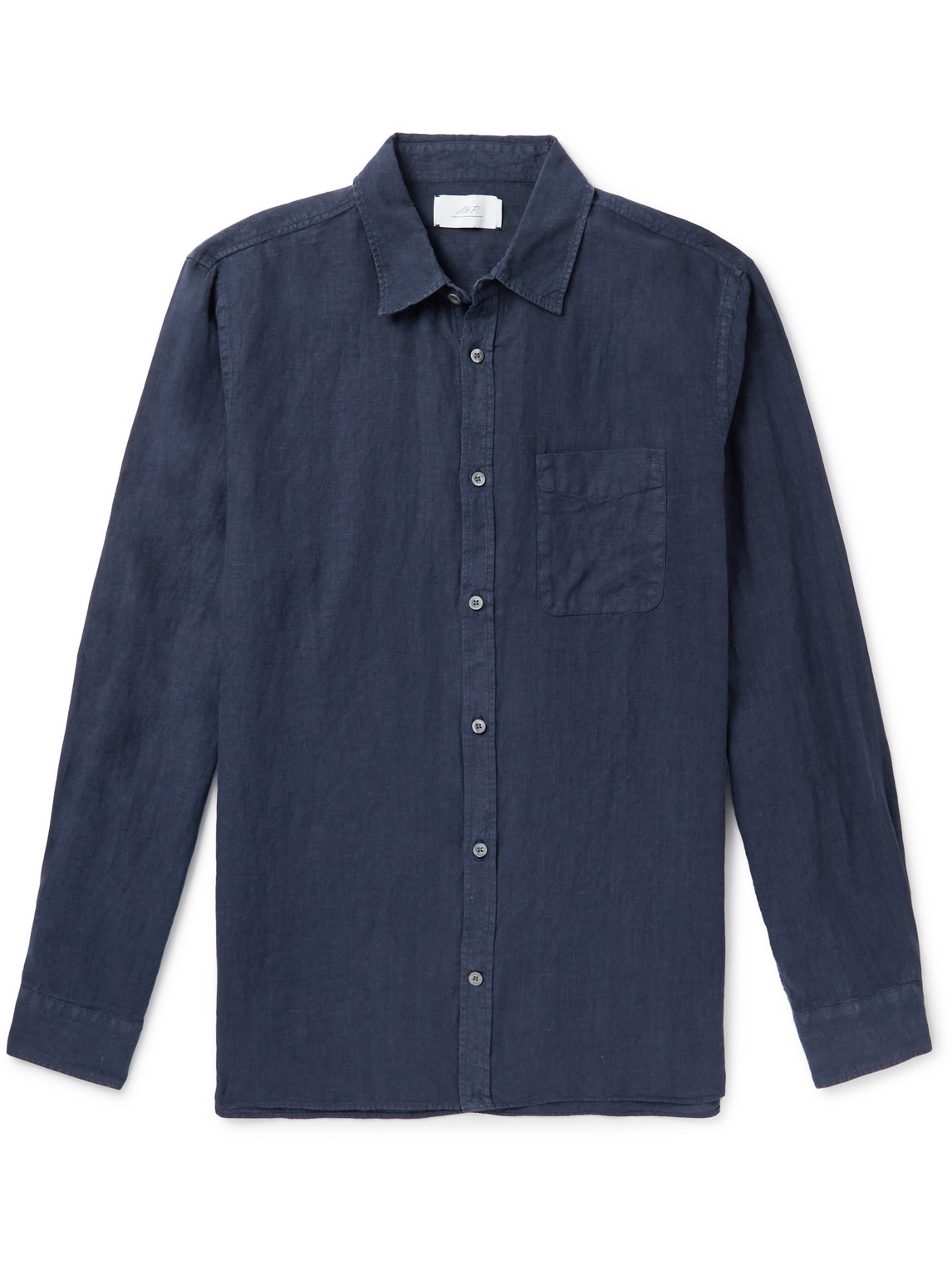 Mr P Garment-dyed Linen Shirt In Blue