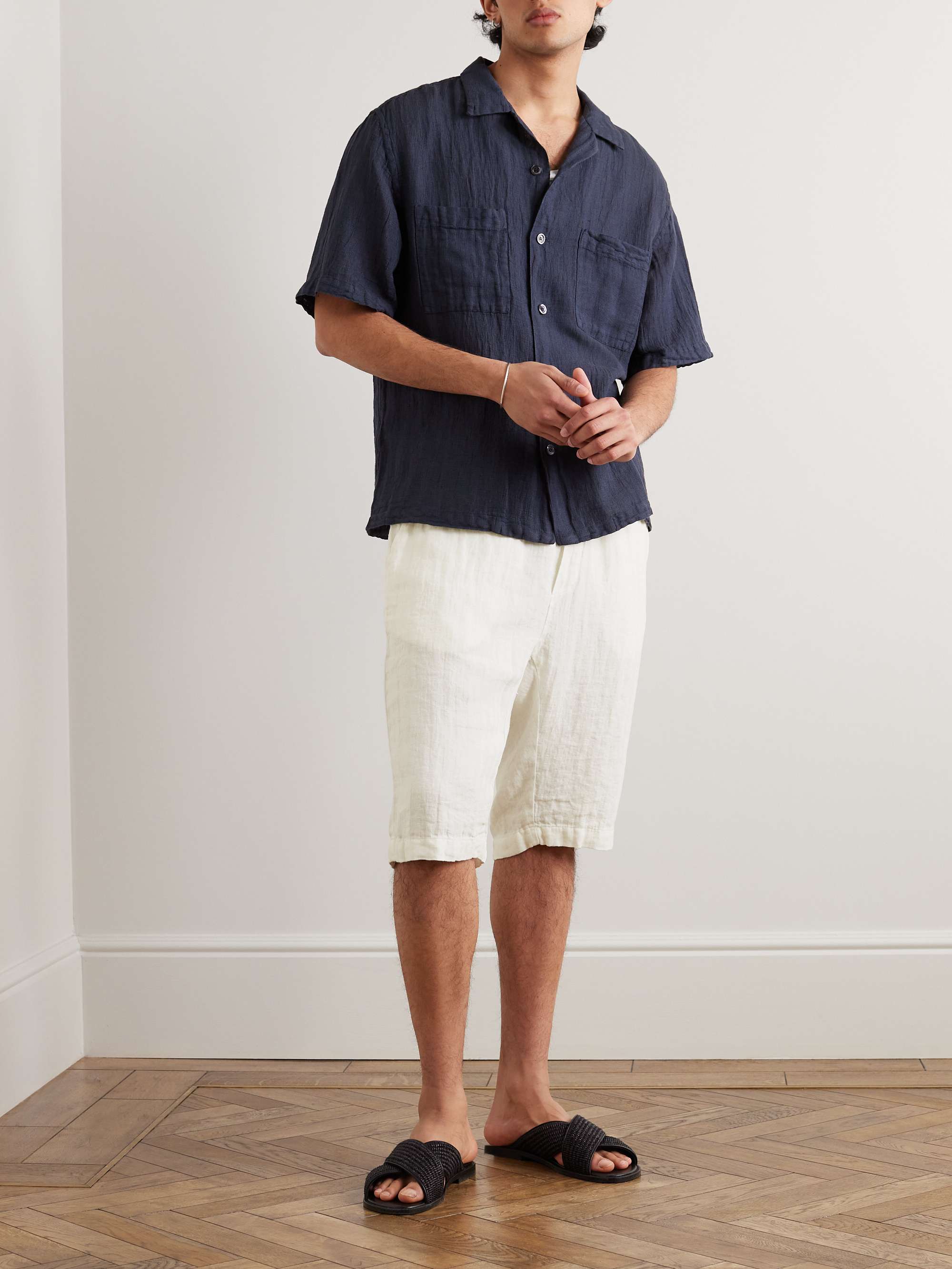 BARENA Agro Straight-Leg Cotton and Linen-Blend Shorts