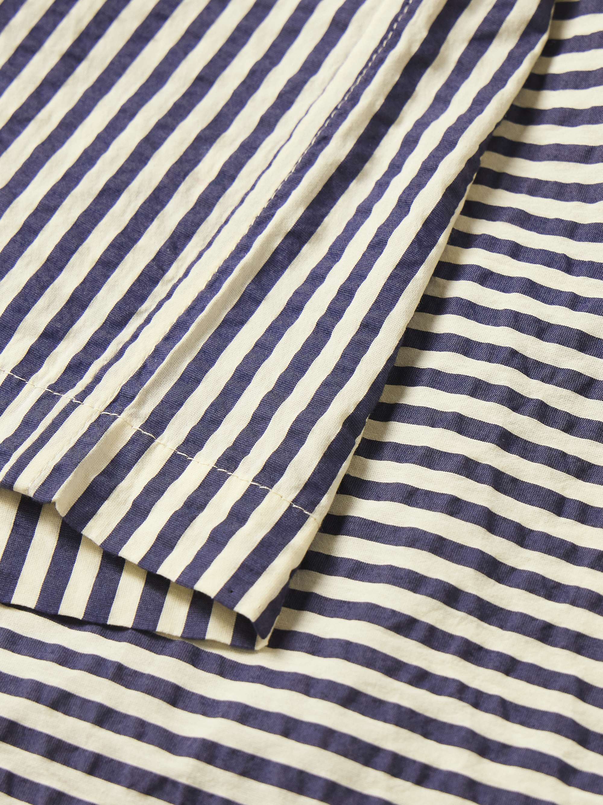 BARENA Camp-Collar Striped Cotton-Blend Seersucker Shirt