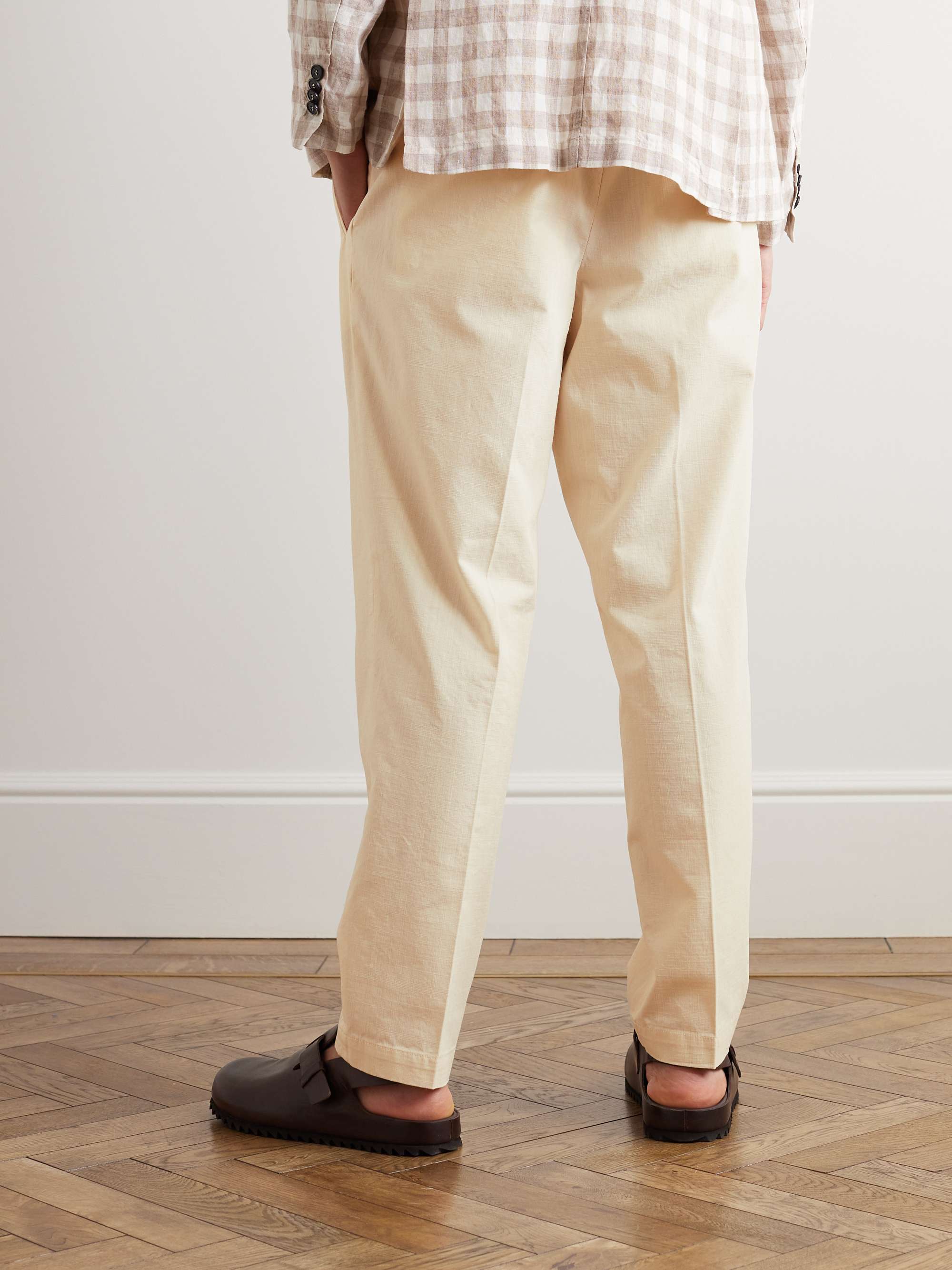 BARENA Masco Forte Straight-Leg Pleated Cotton-Blend Trousers