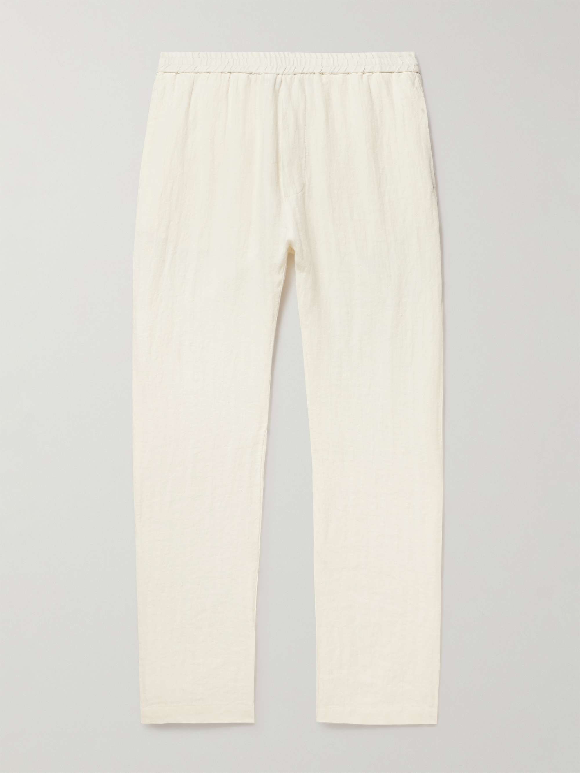 BARENA Straight-Leg Striped Linen Drawstring Trousers for Men