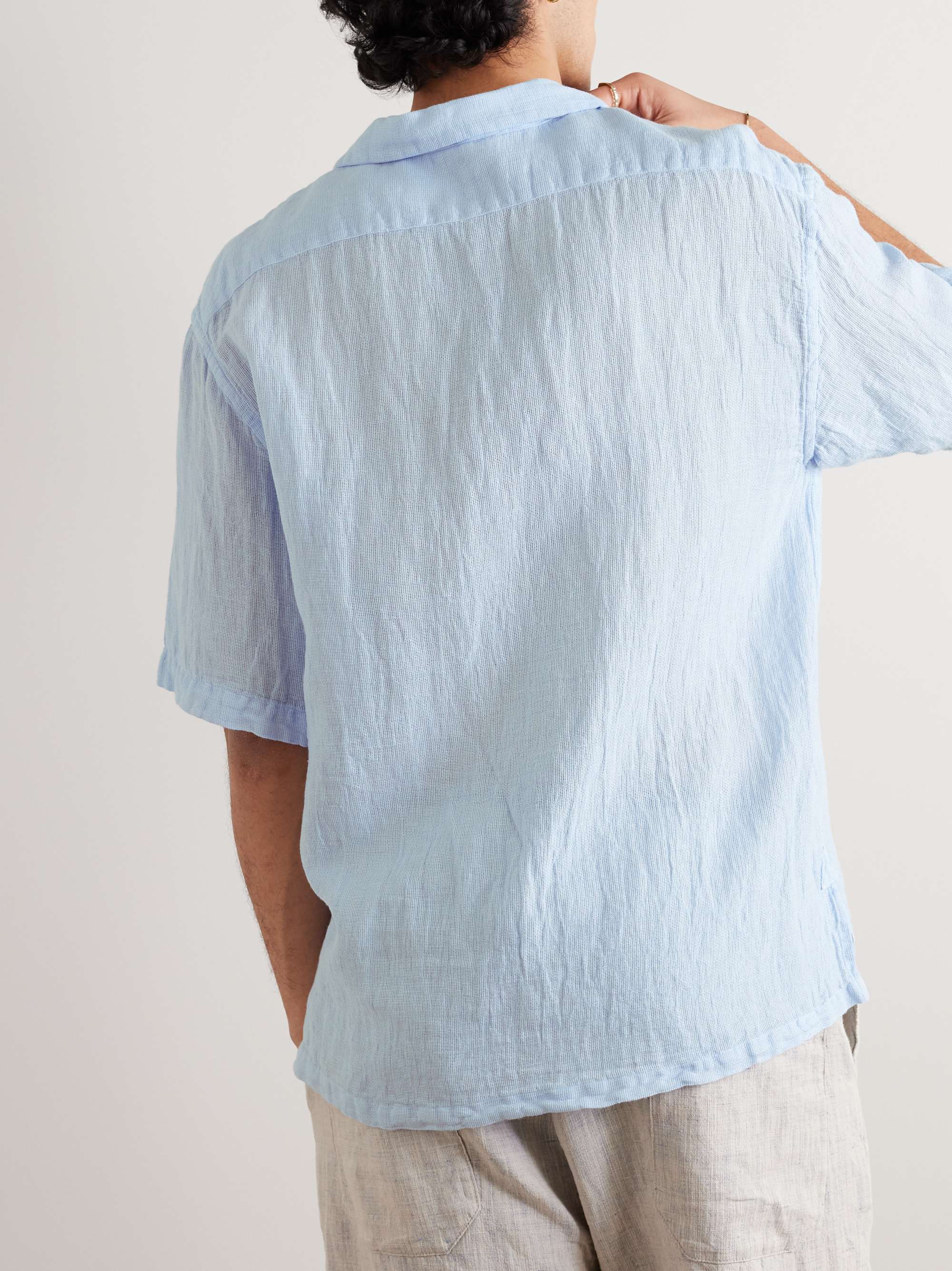 BARENA Linen and Cotton-Blend Polo Shirt | MR PORTER