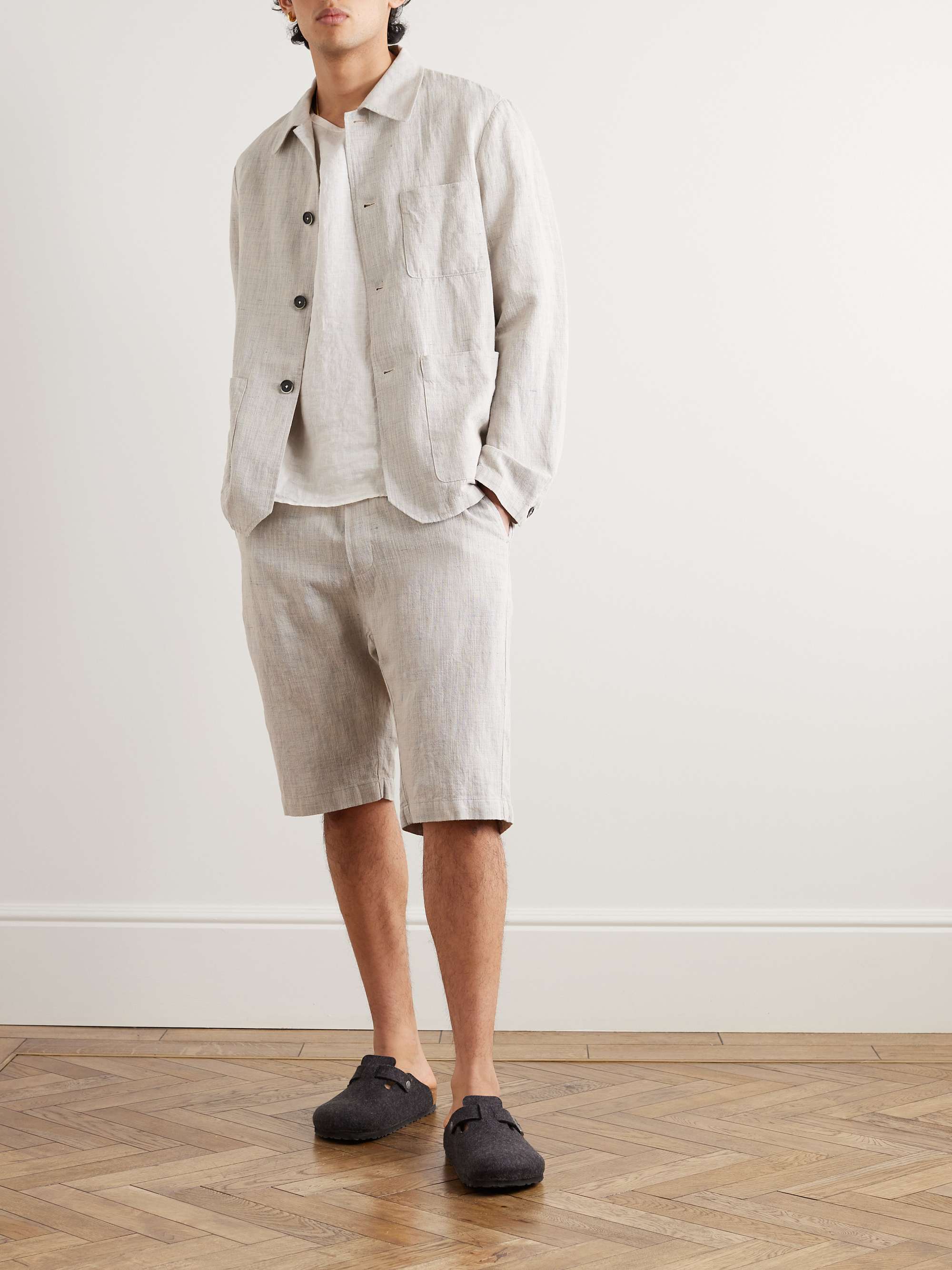 BARENA Agro Paris Straight-Leg Cotton and Linen-Blend Shorts