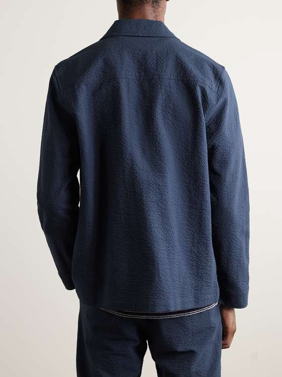 Plaid Cotton Blend Seersucker Overshirt main image 1