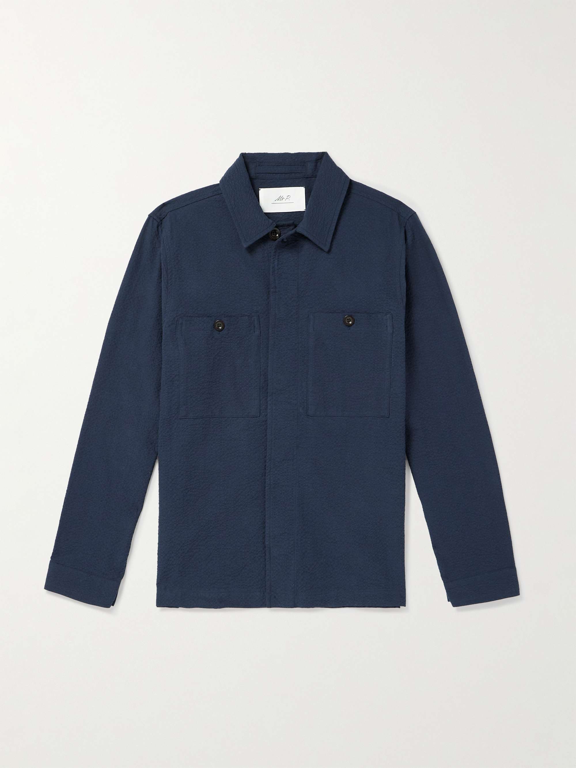 Cotton Blend Seersucker Overshirt